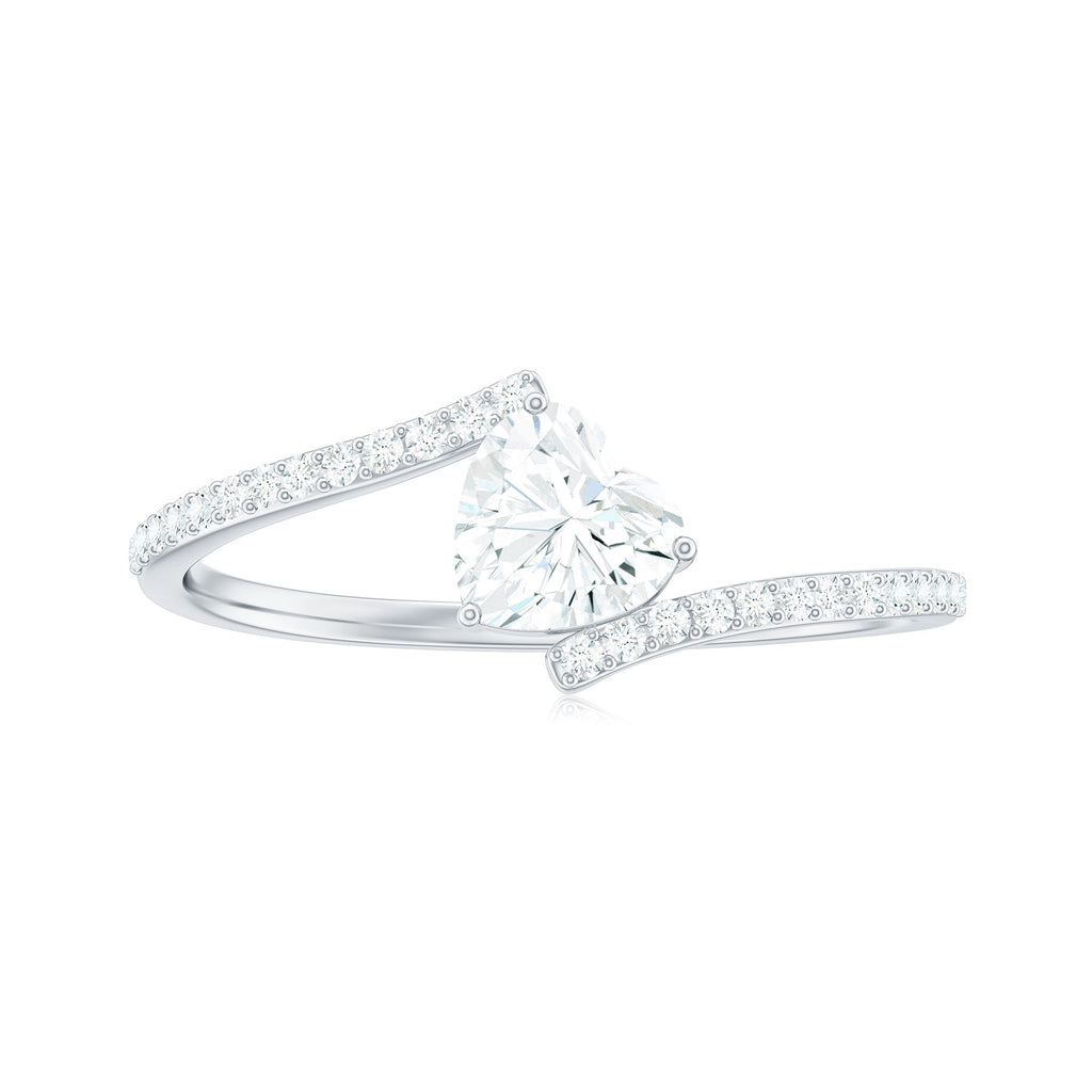 5mm Heart Shape Moissanite Promise Ring with Bypass Shank
