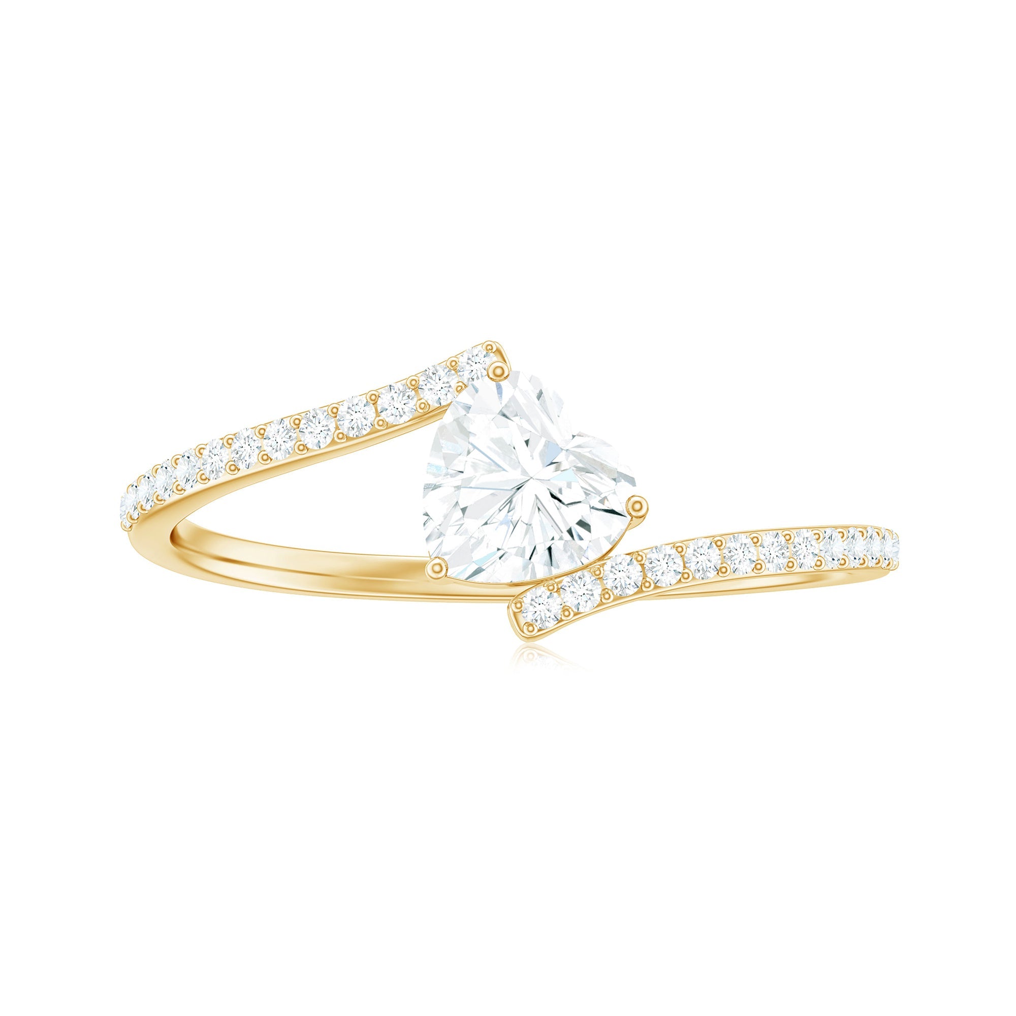 5mm Heart Shape Moissanite Promise Ring with Bypass Shank