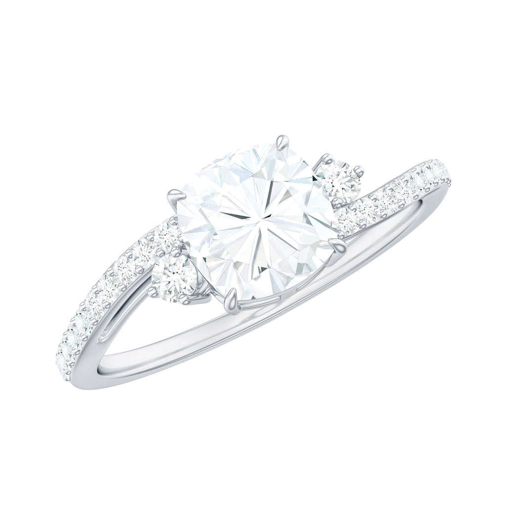 6X6 MM Cushion Cut Moissanite Bypass Engagement Ring for Women