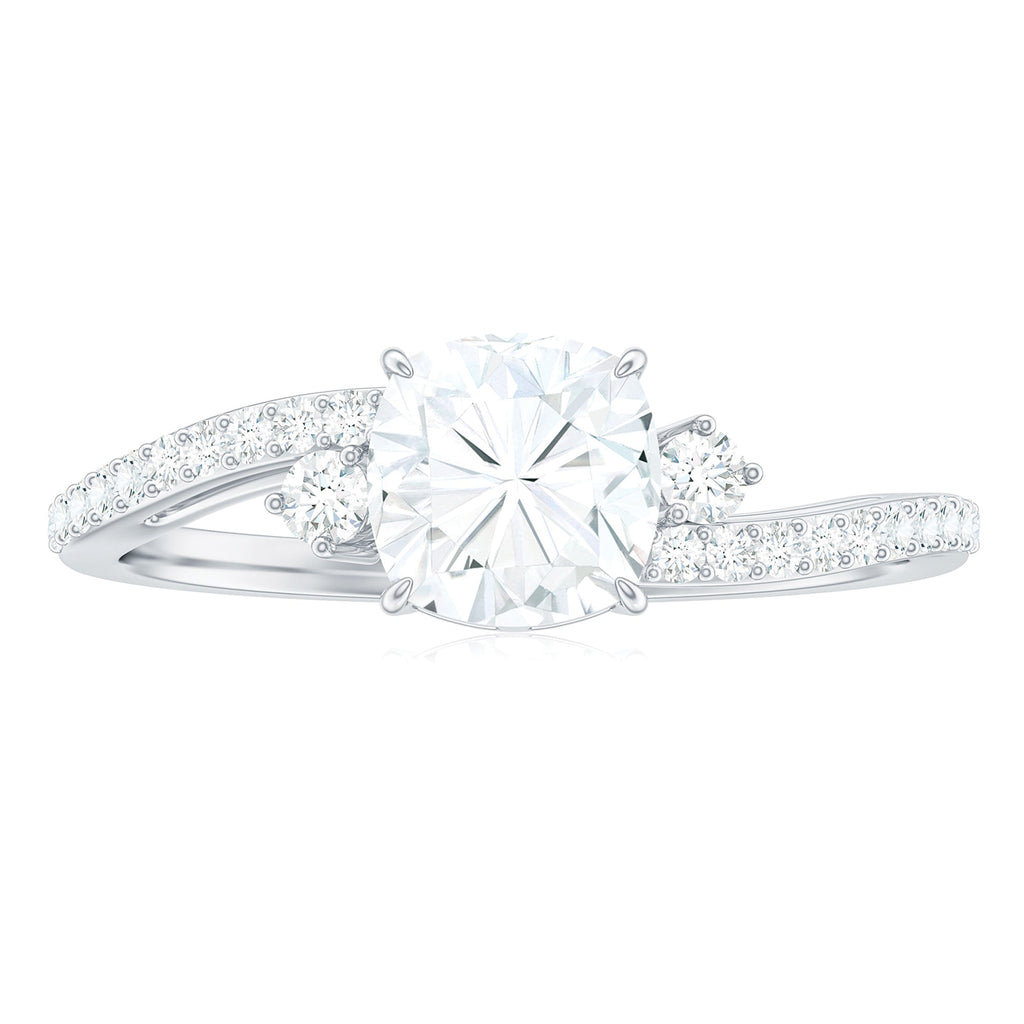 6X6 MM Cushion Cut Moissanite Bypass Engagement Ring for Women
