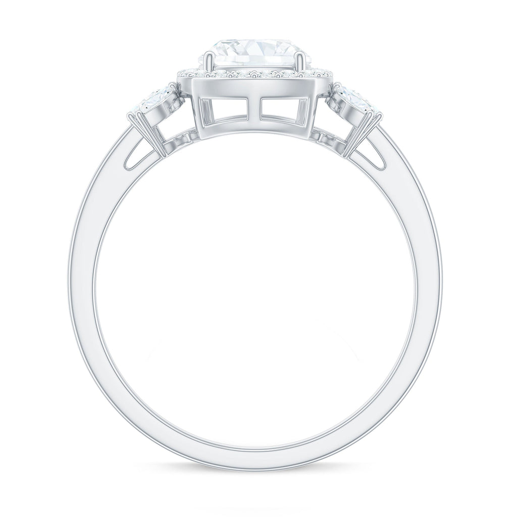 6mm Cushion Cut Moissanite Designer Halo Engagement Ring