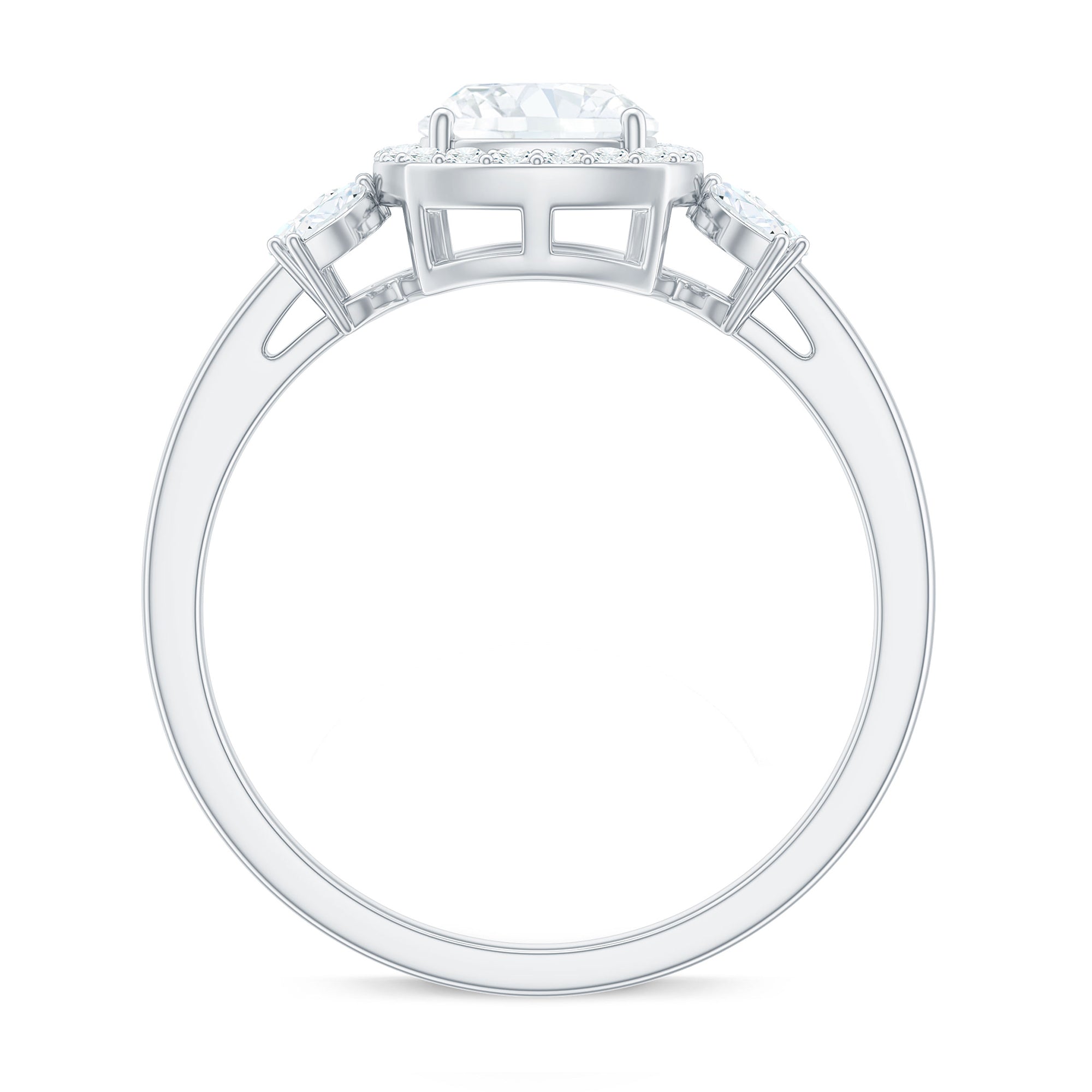 6mm Cushion Cut Moissanite Designer Halo Engagement Ring