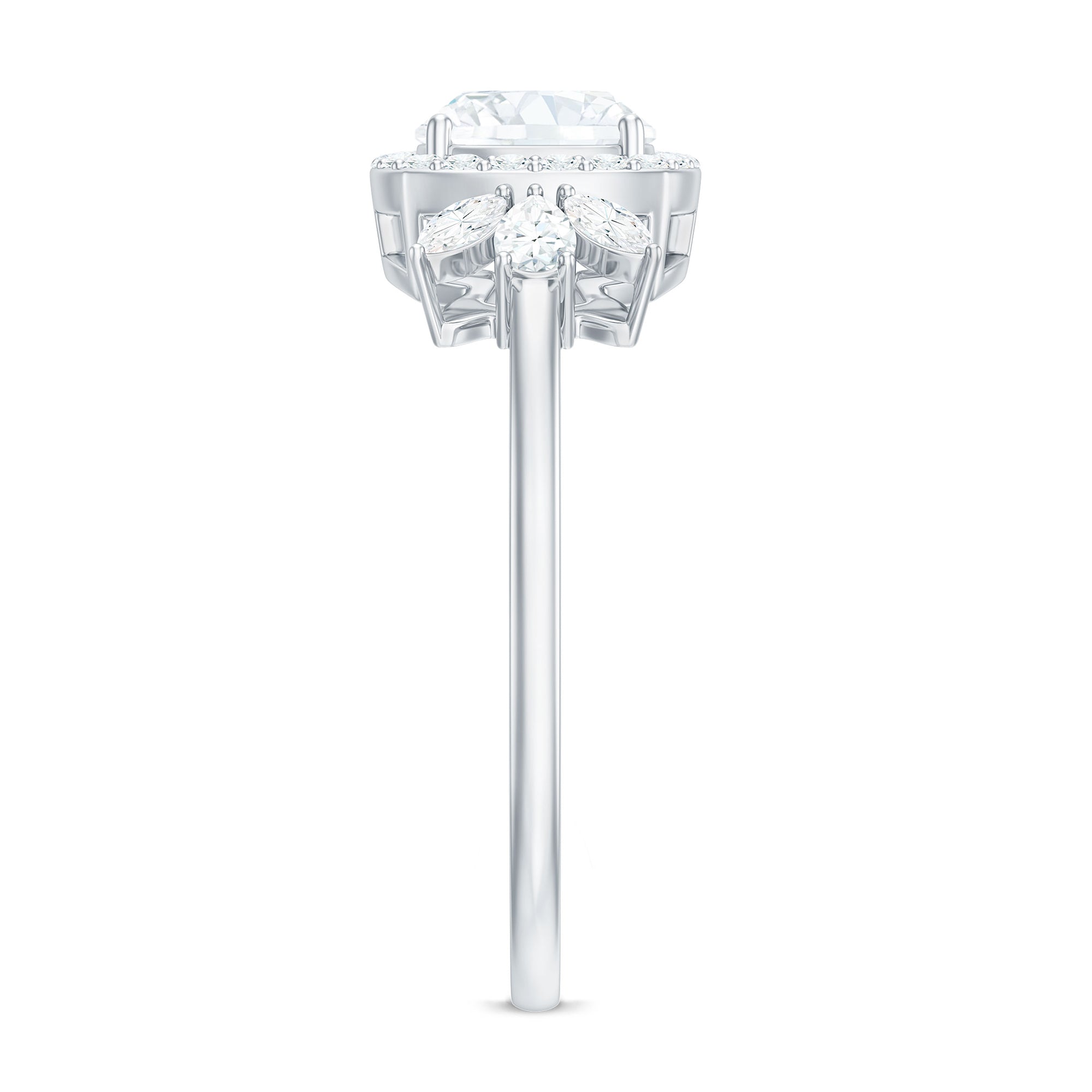 6mm Cushion Cut Moissanite Designer Halo Engagement Ring