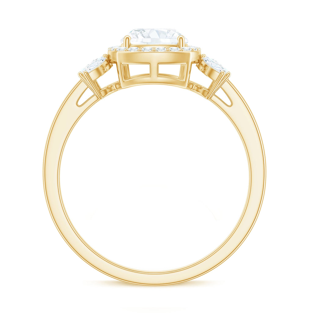 6mm Cushion Cut Moissanite Designer Halo Engagement Ring