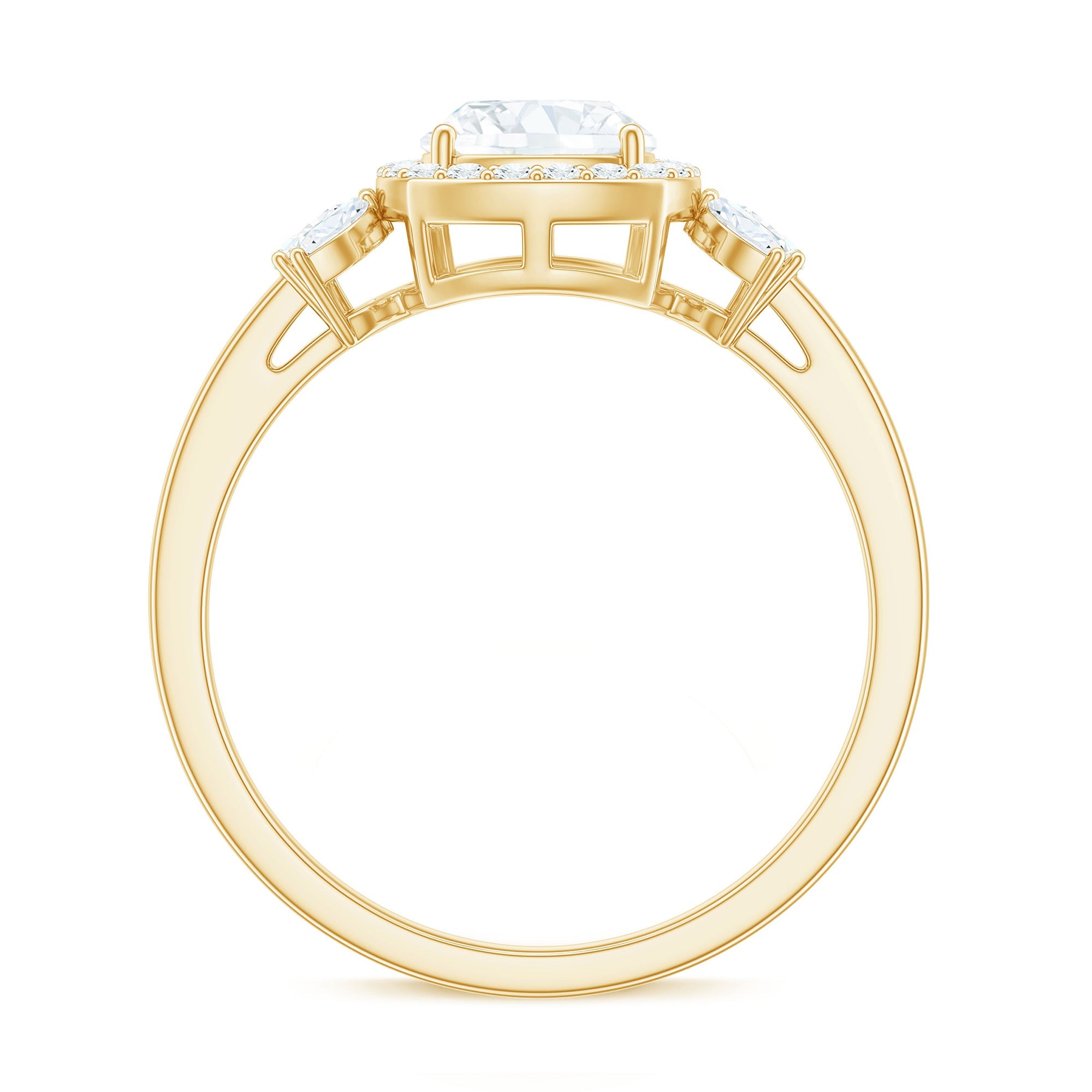 6mm Cushion Cut Moissanite Designer Halo Engagement Ring