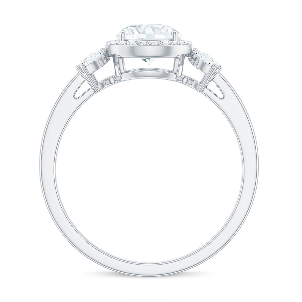 6mm Round Shape Moissanite Designer Halo Engagement Ring