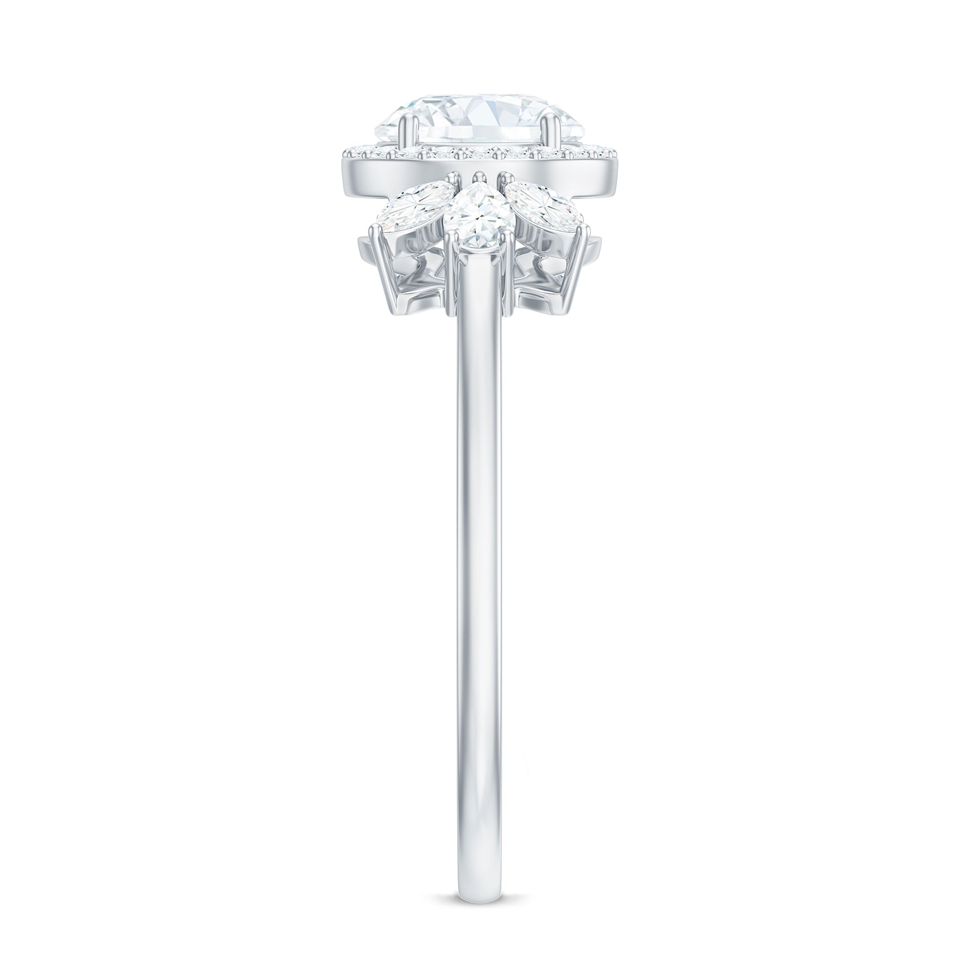 6mm Round Shape Moissanite Designer Halo Engagement Ring