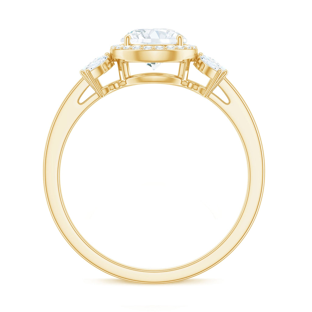 6mm Round Shape Moissanite Designer Halo Engagement Ring
