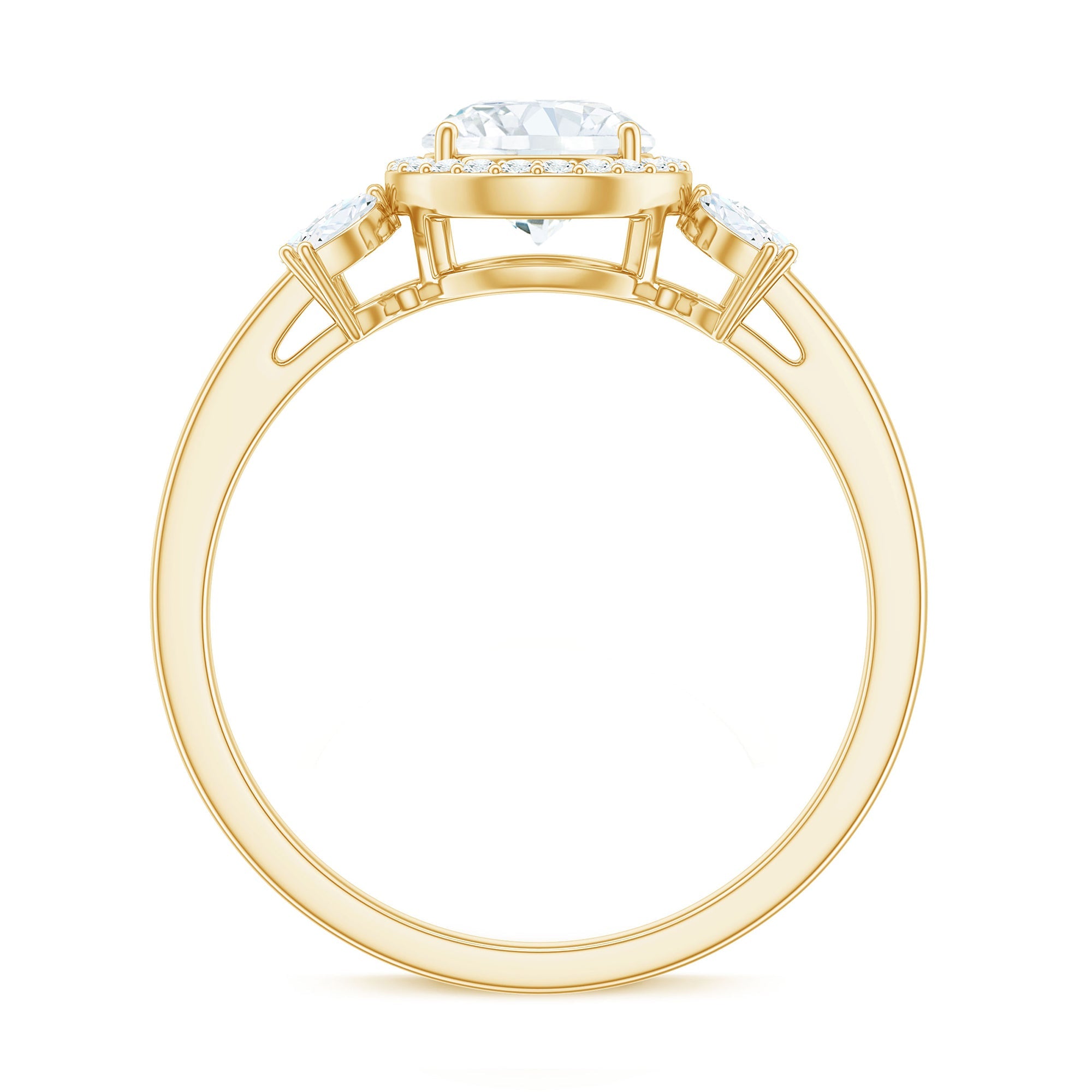 6mm Round Shape Moissanite Designer Halo Engagement Ring
