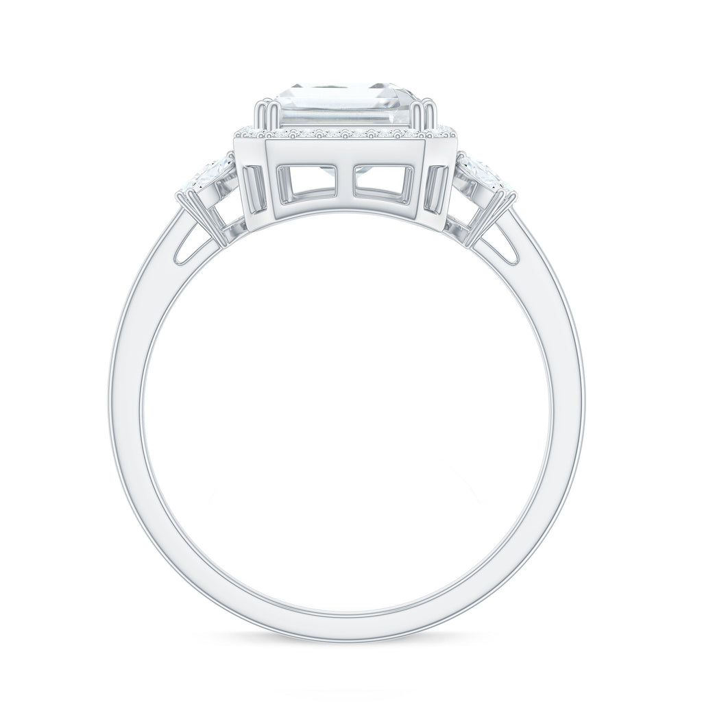 7X9 MM Emerald Cut Certified Moissanite Statement Engagement Ring
