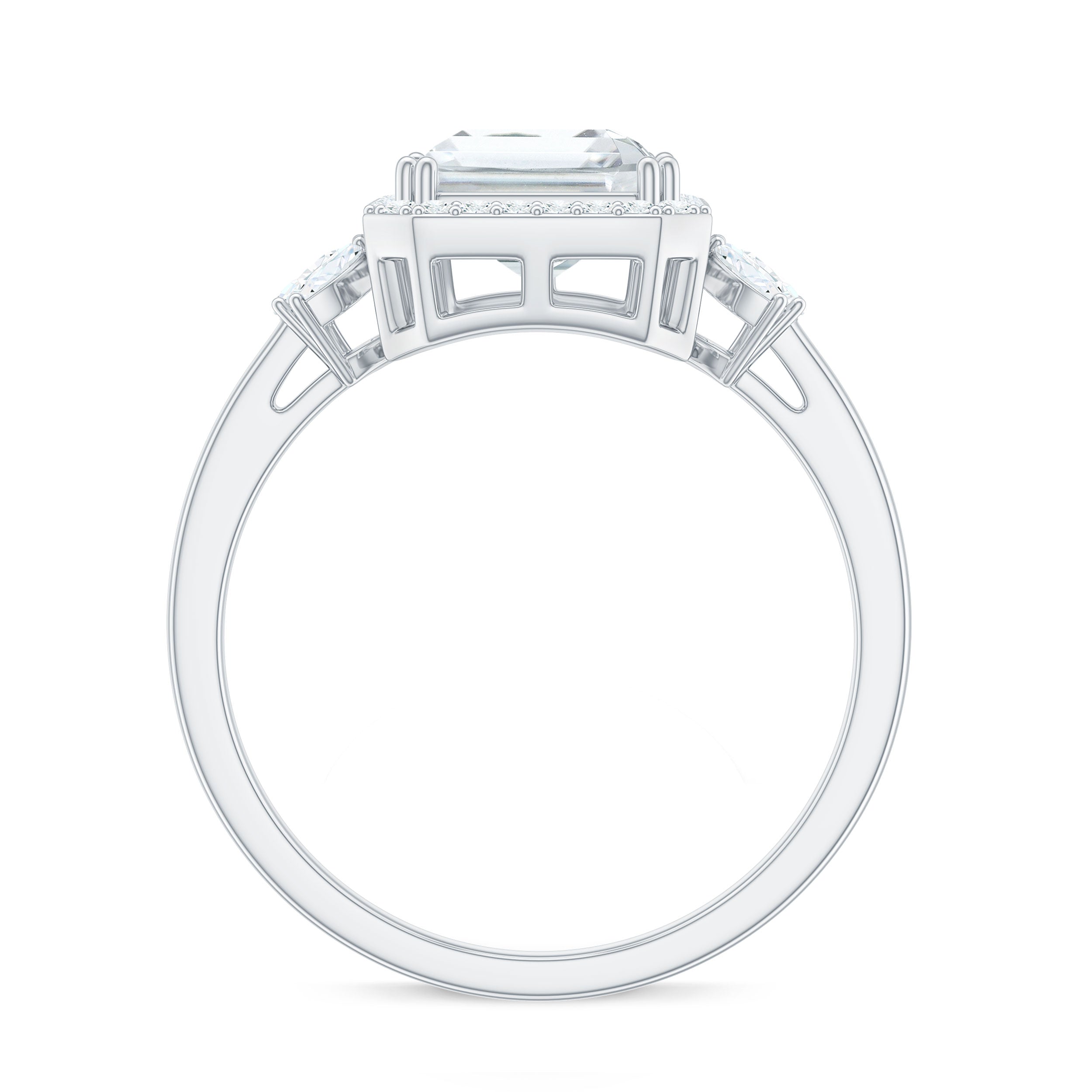 7X9 MM Emerald Cut Certified Moissanite Statement Engagement Ring