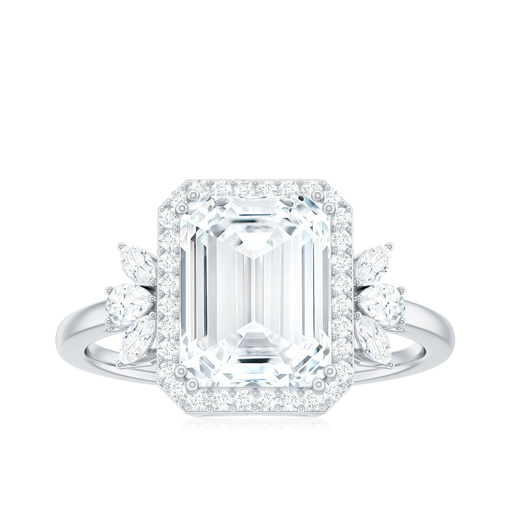 7X9 MM Emerald Cut Certified Moissanite Statement Engagement Ring