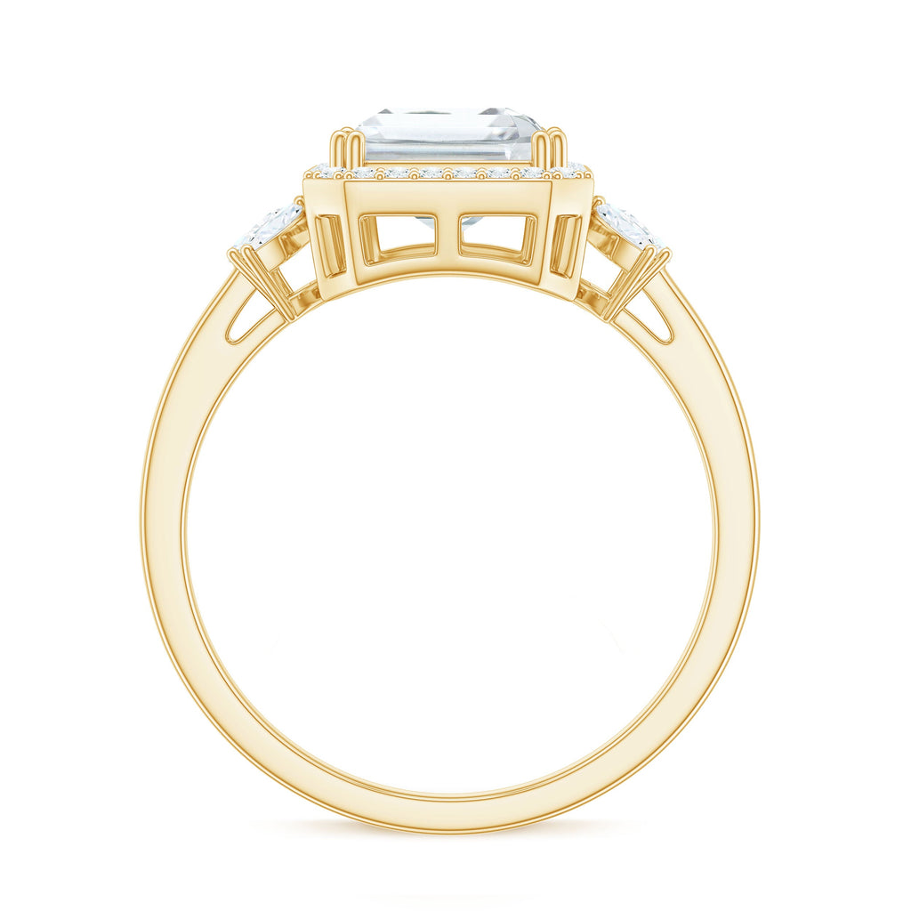 7X9 MM Emerald Cut Certified Moissanite Statement Engagement Ring