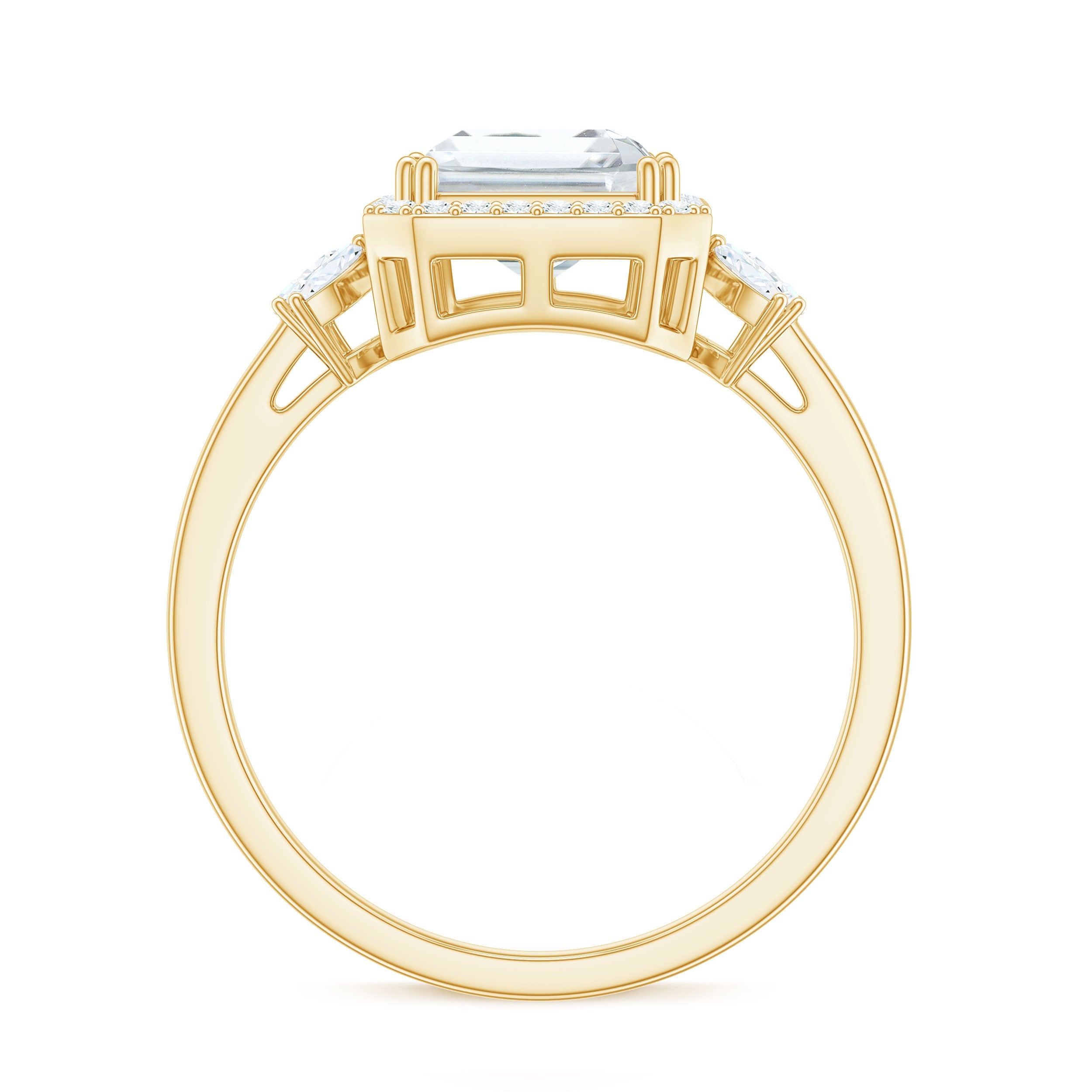 7X9 MM Emerald Cut Certified Moissanite Statement Engagement Ring