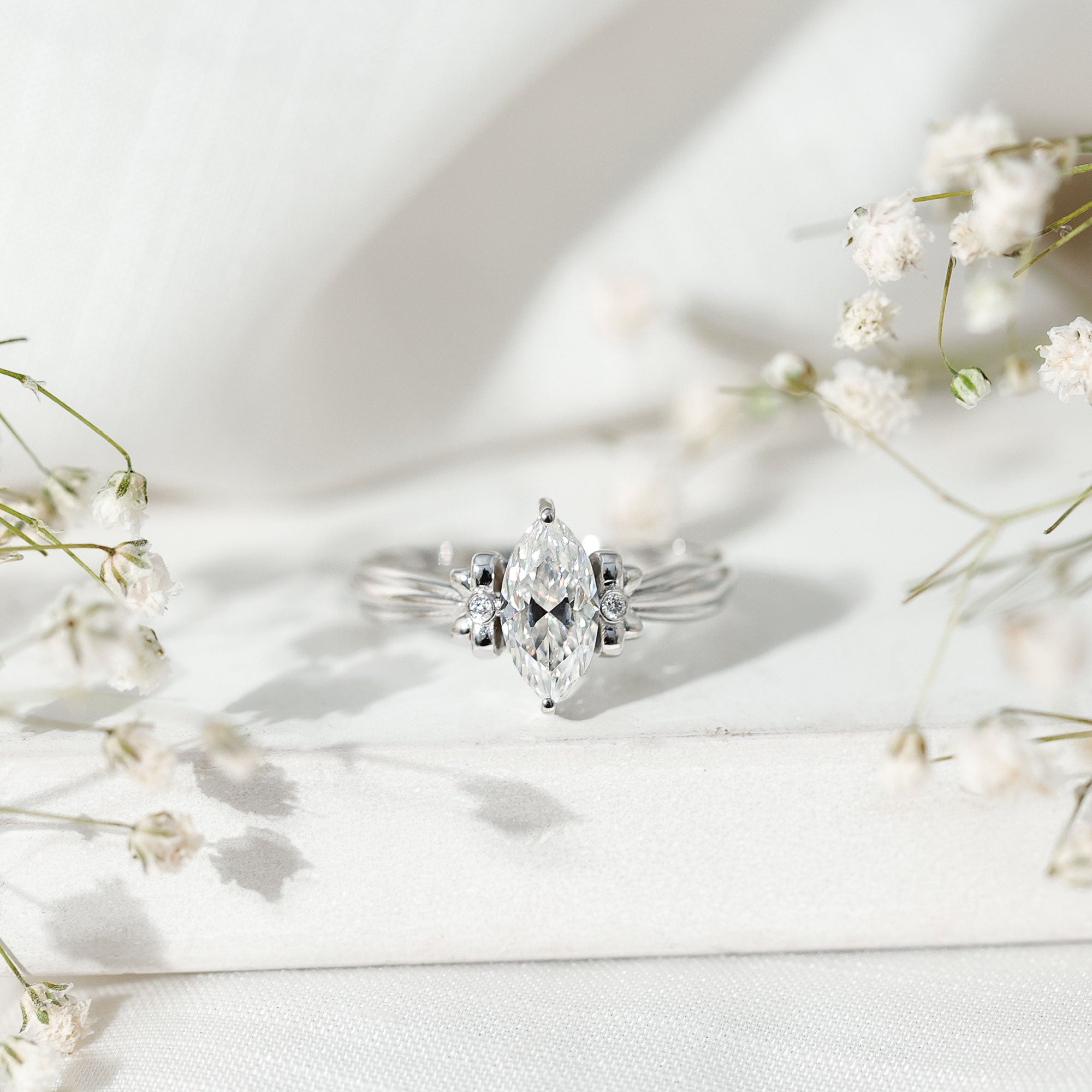 5x10mm Brilliant Cut Certified Moissanite Statement Ring