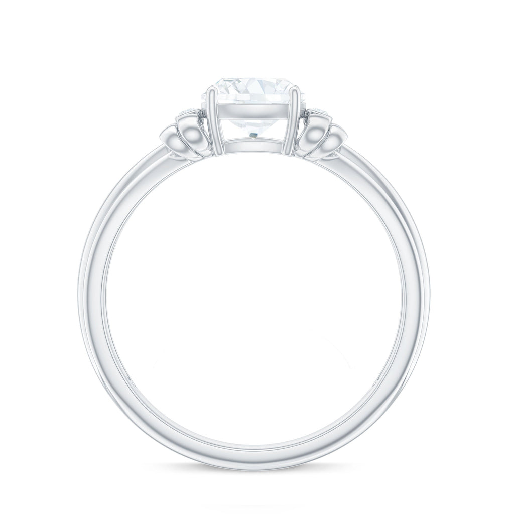 6mm Cushion Cut Moissanite Designer Solitaire Ring with Engraved Shank