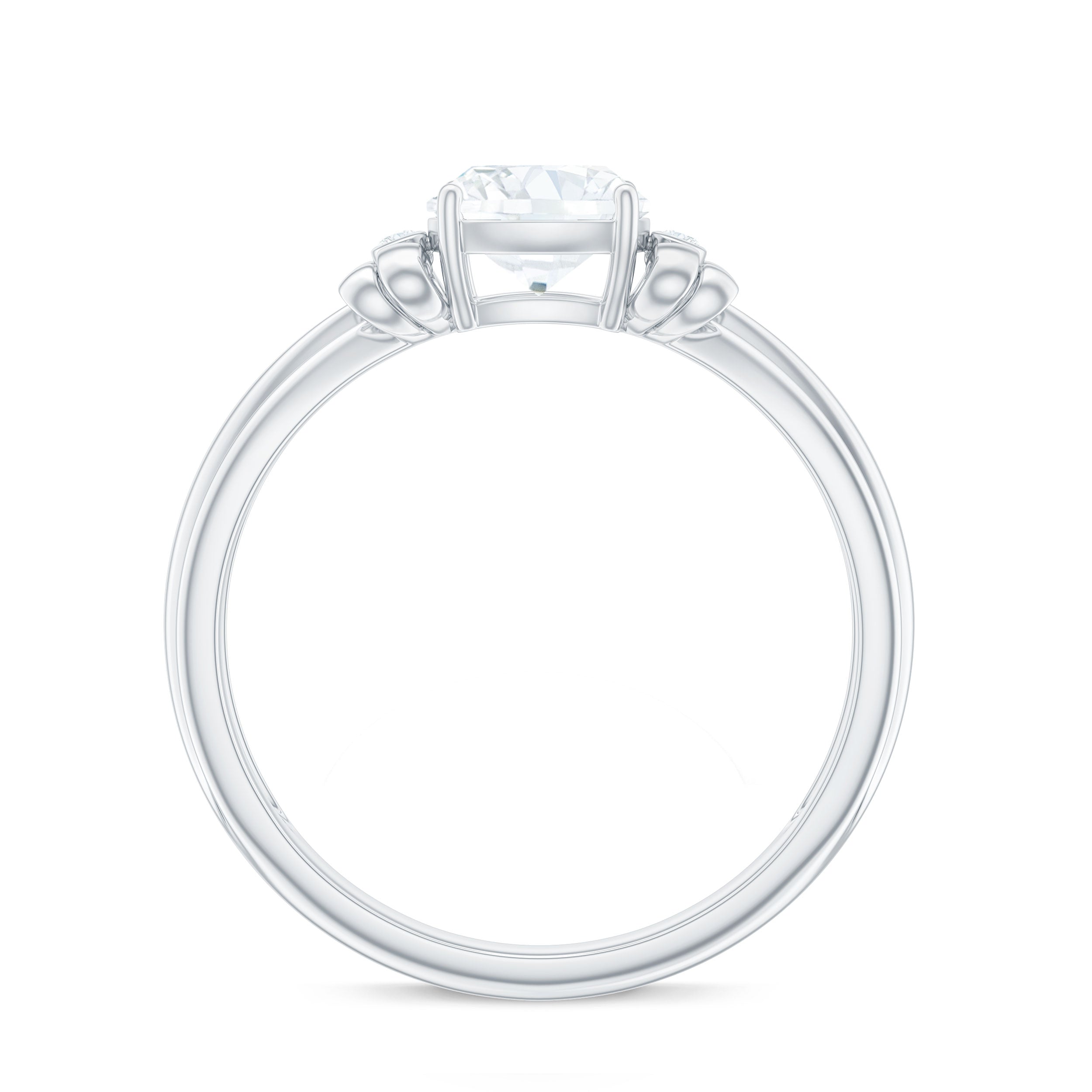 6mm Cushion Cut Moissanite Designer Solitaire Ring with Engraved Shank
