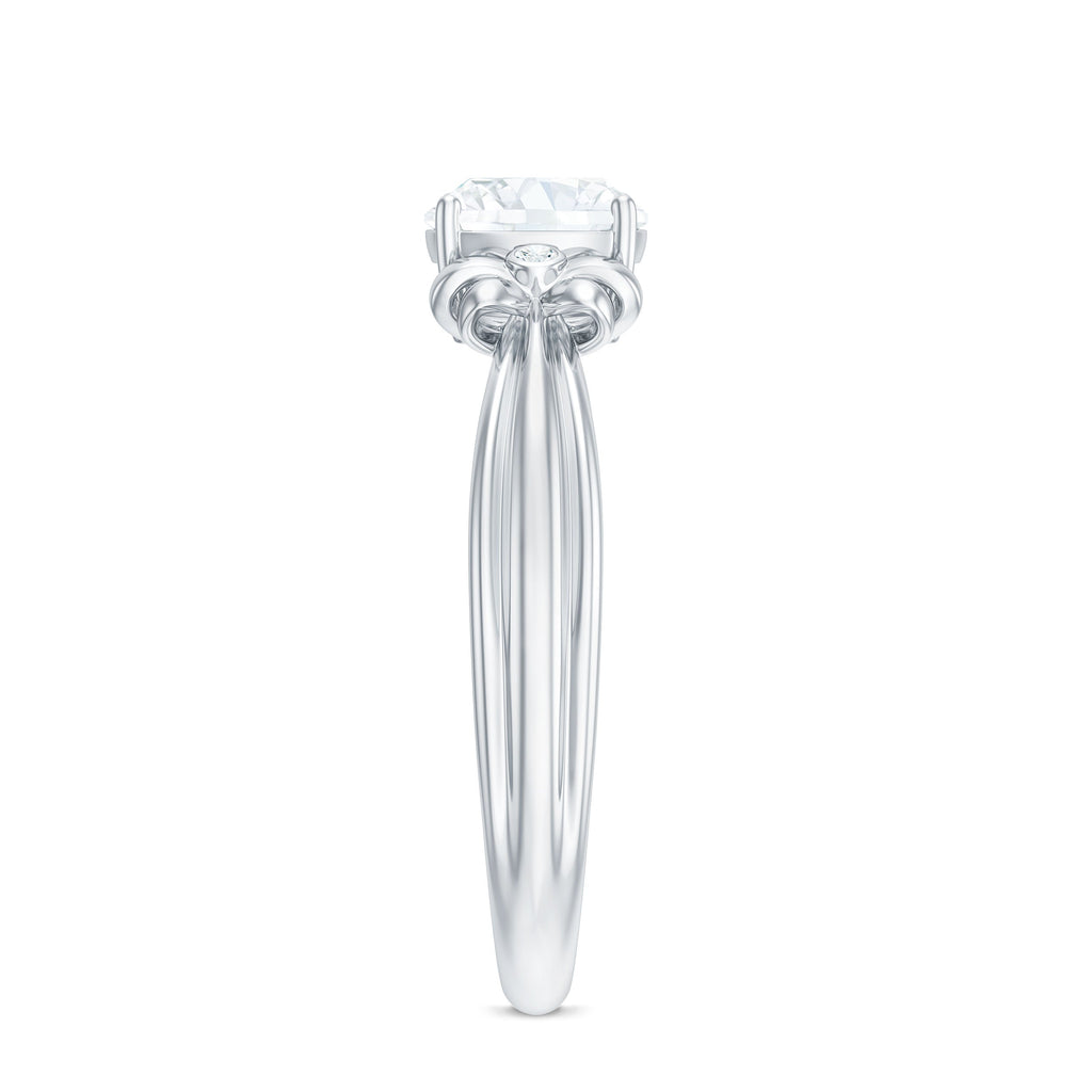 6mm Cushion Cut Moissanite Designer Solitaire Ring with Engraved Shank