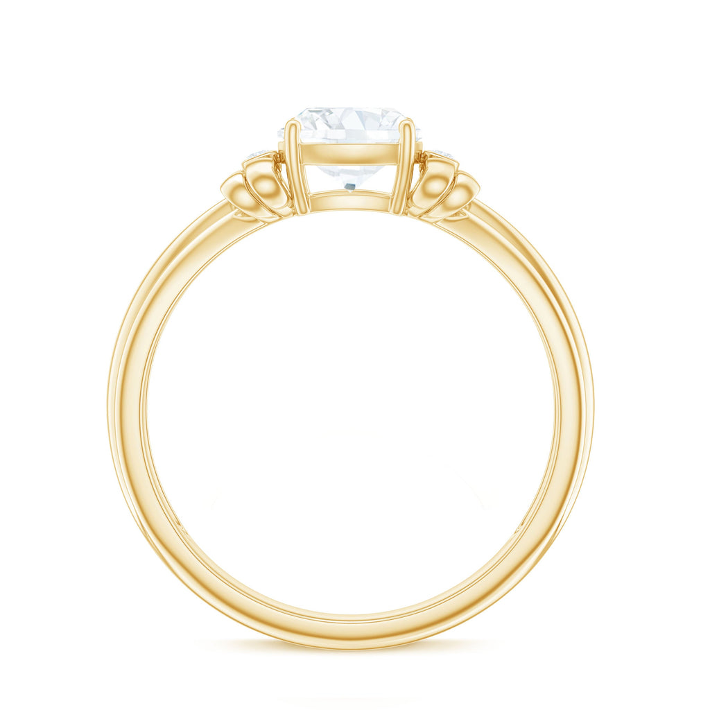 6mm Cushion Cut Moissanite Designer Solitaire Ring with Engraved Shank