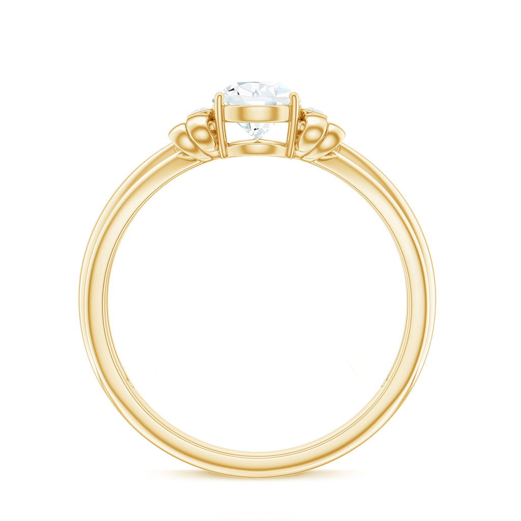 5X7mm Pear Shape Moissanite Bow Engagement Ring