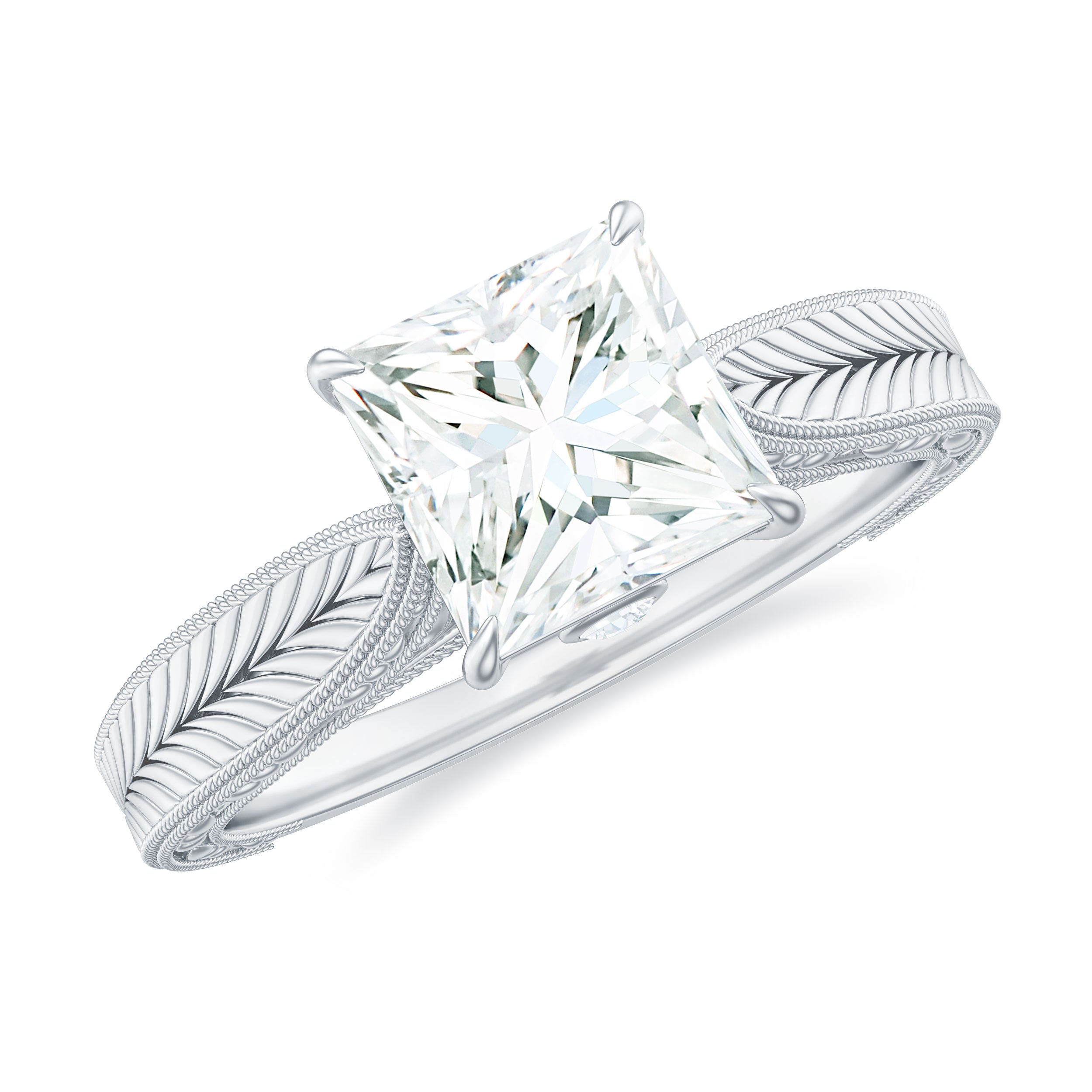Princess Cut 6 MM Moissanite Solitaire Engagement Ring