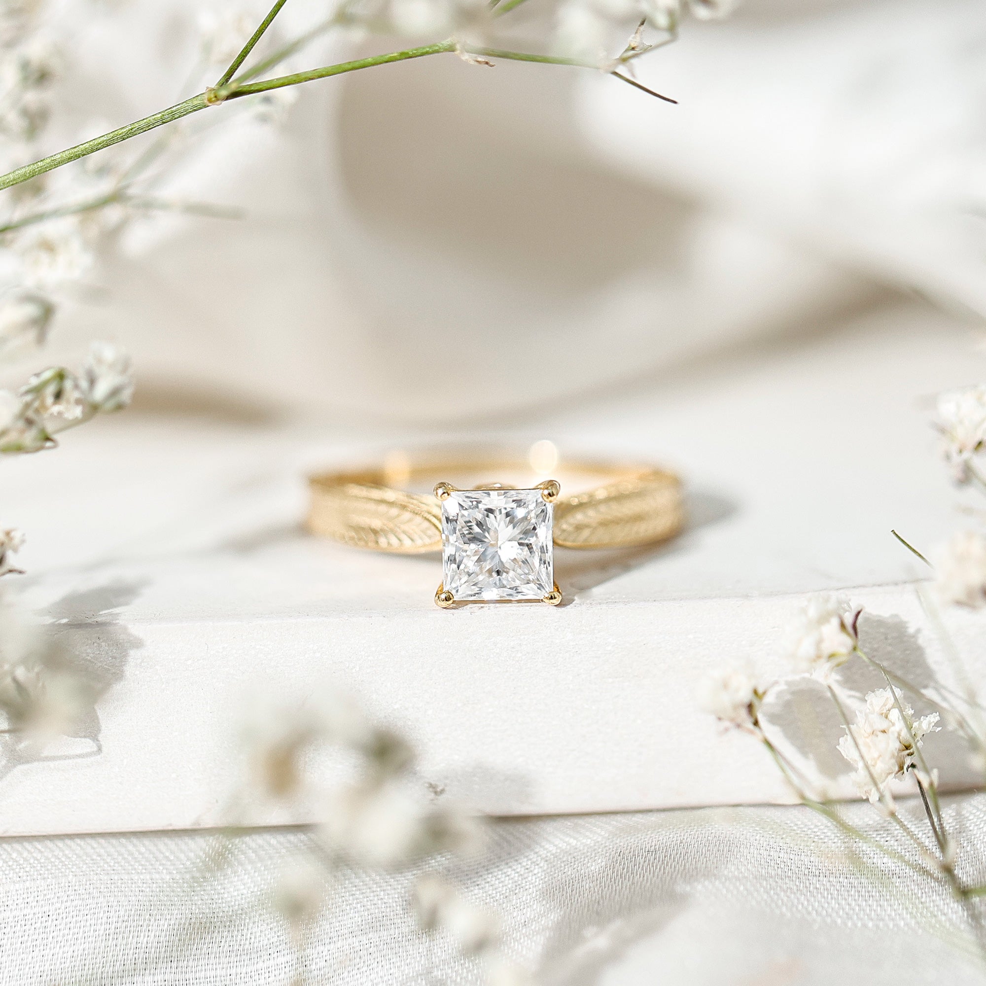 Princess Cut 6 MM Moissanite Solitaire Engagement Ring