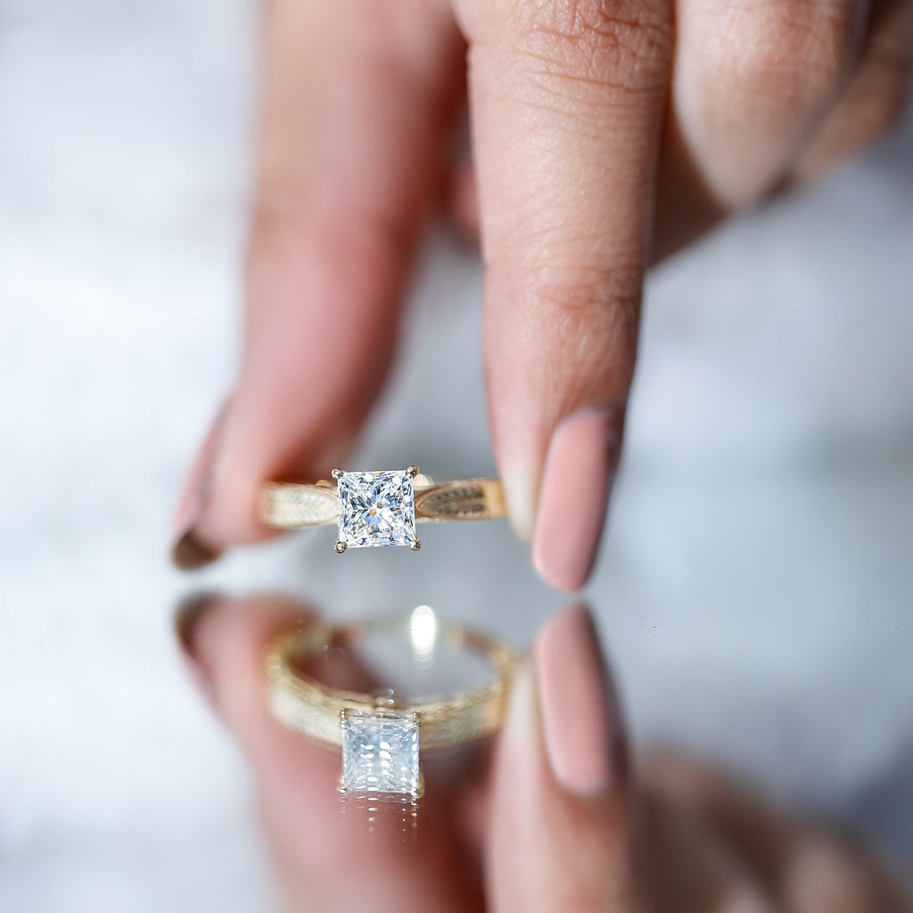 Princess Cut 6 MM Moissanite Solitaire Engagement Ring