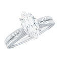 5x10mm Moissanite Marquise Engagement Ring with Leaf Engraved Shank