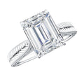7x9mm Emerald Cut Certified Moissanite Vintage Inspired Engagement Ring