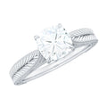 6 mm Cushion Cut Moissanite Solitaire Vintage Inspired Engagement Ring