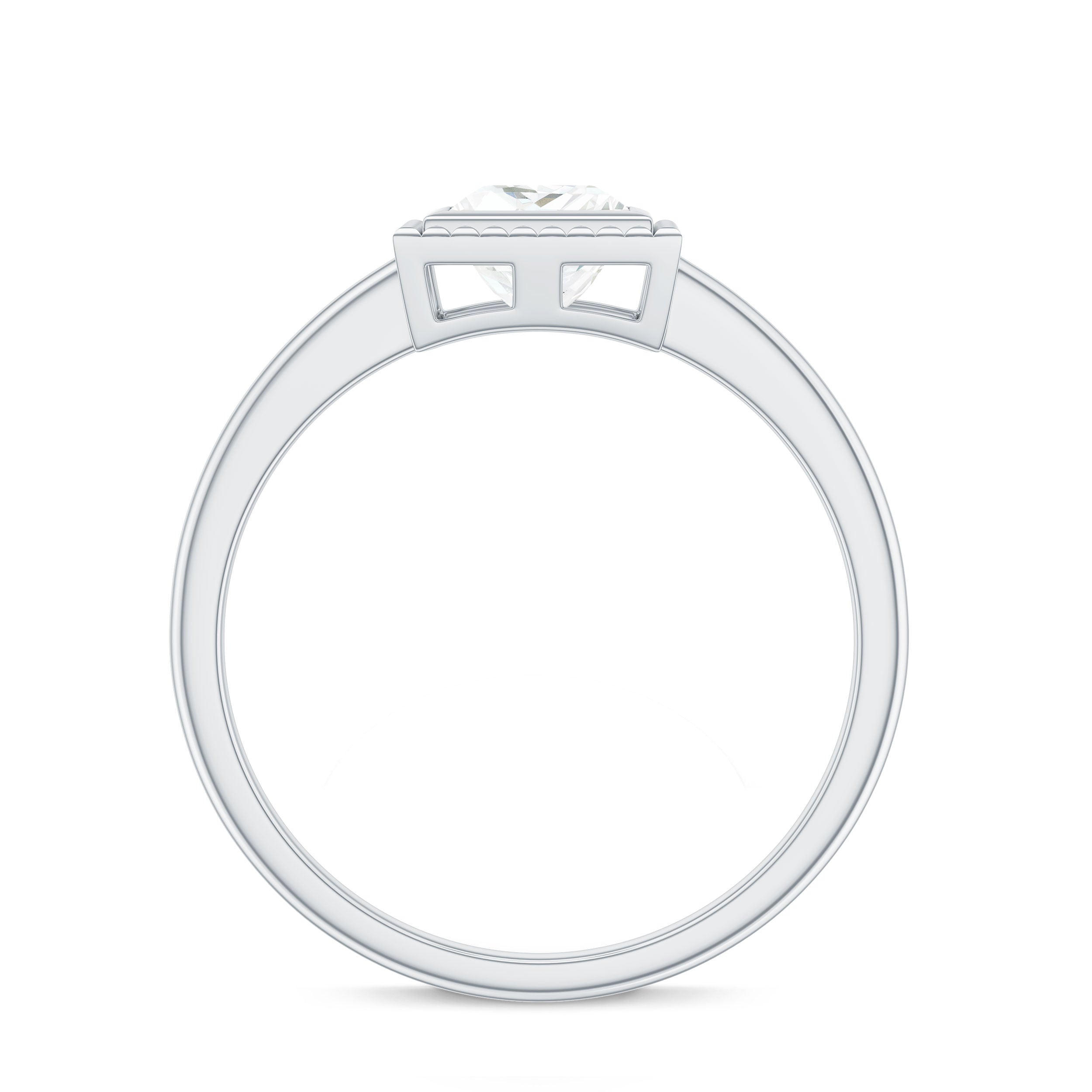 5mm Princess Cut Moissanite Solitaire Ring in Bezel Setting