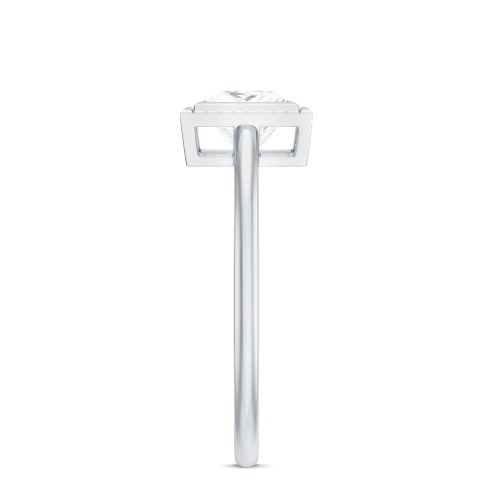 5mm Princess Cut Moissanite Solitaire Ring in Bezel Setting