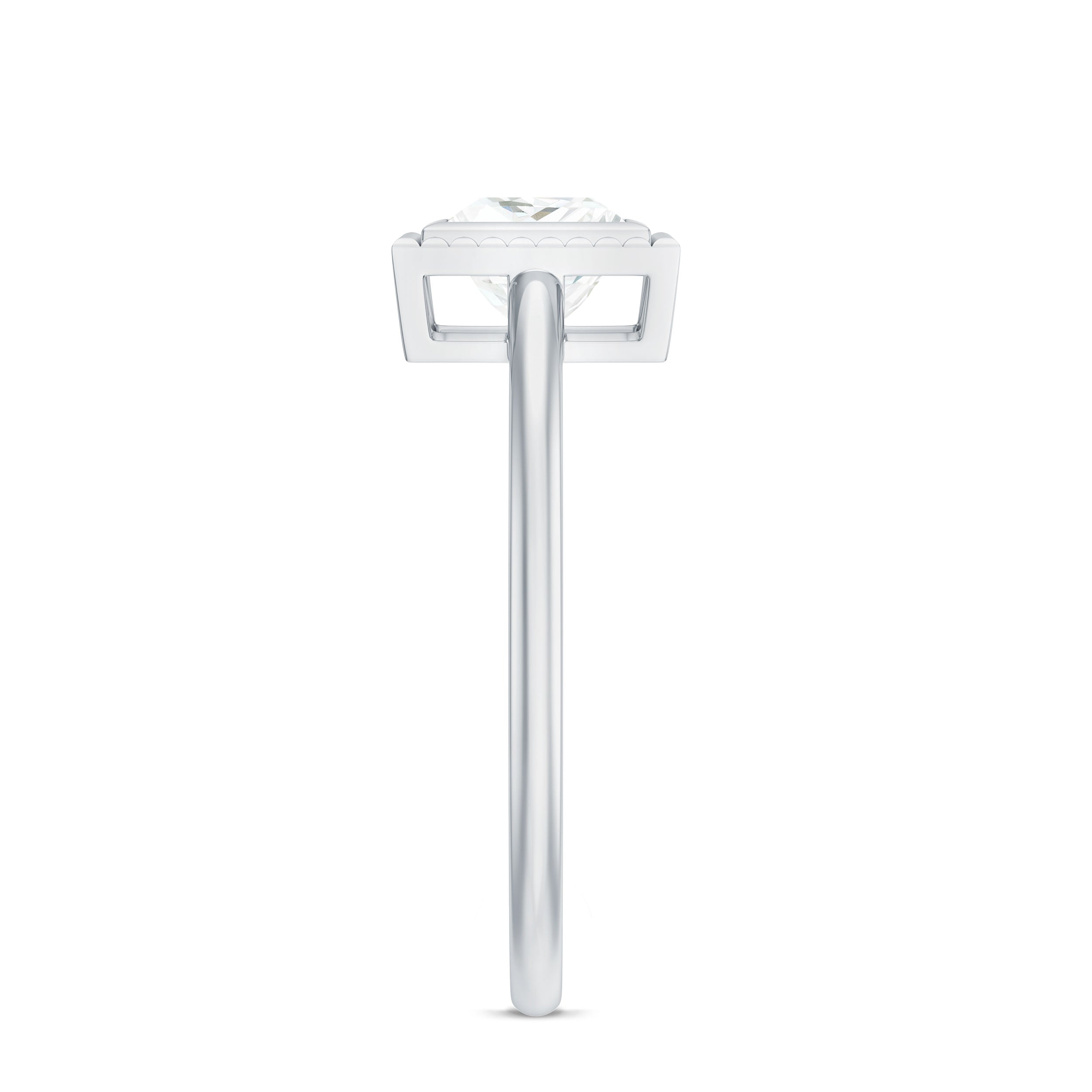 5mm Princess Cut Moissanite Solitaire Ring in Bezel Setting