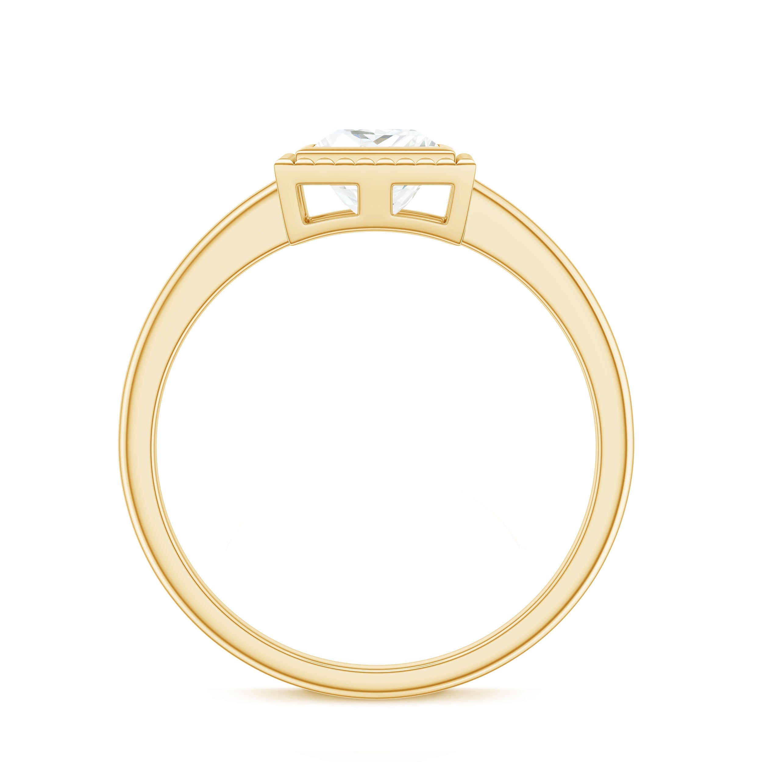 5mm Princess Cut Moissanite Solitaire Ring in Bezel Setting