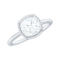 6mm Cushion Cut Moissanite Solitaire Ring in Bezel Setting