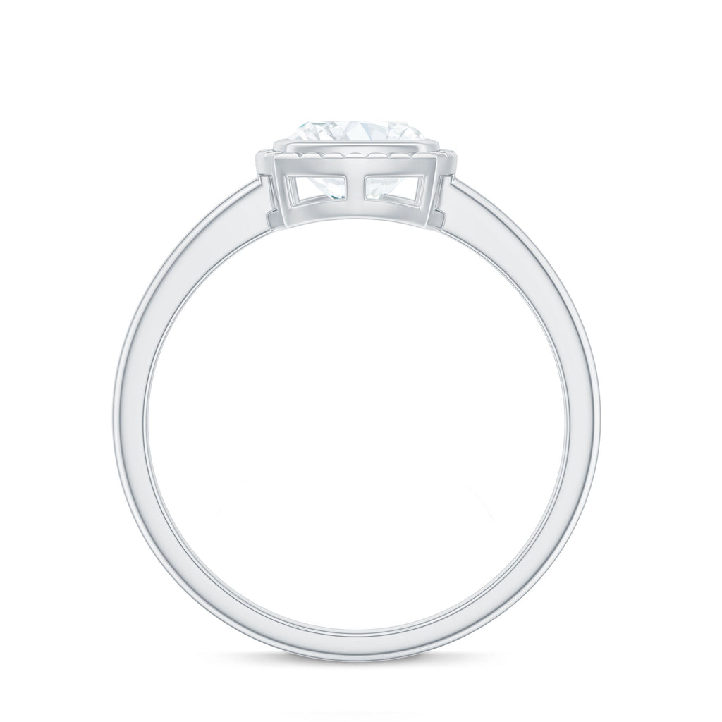 6mm Cushion Cut Moissanite Solitaire Ring in Bezel Setting