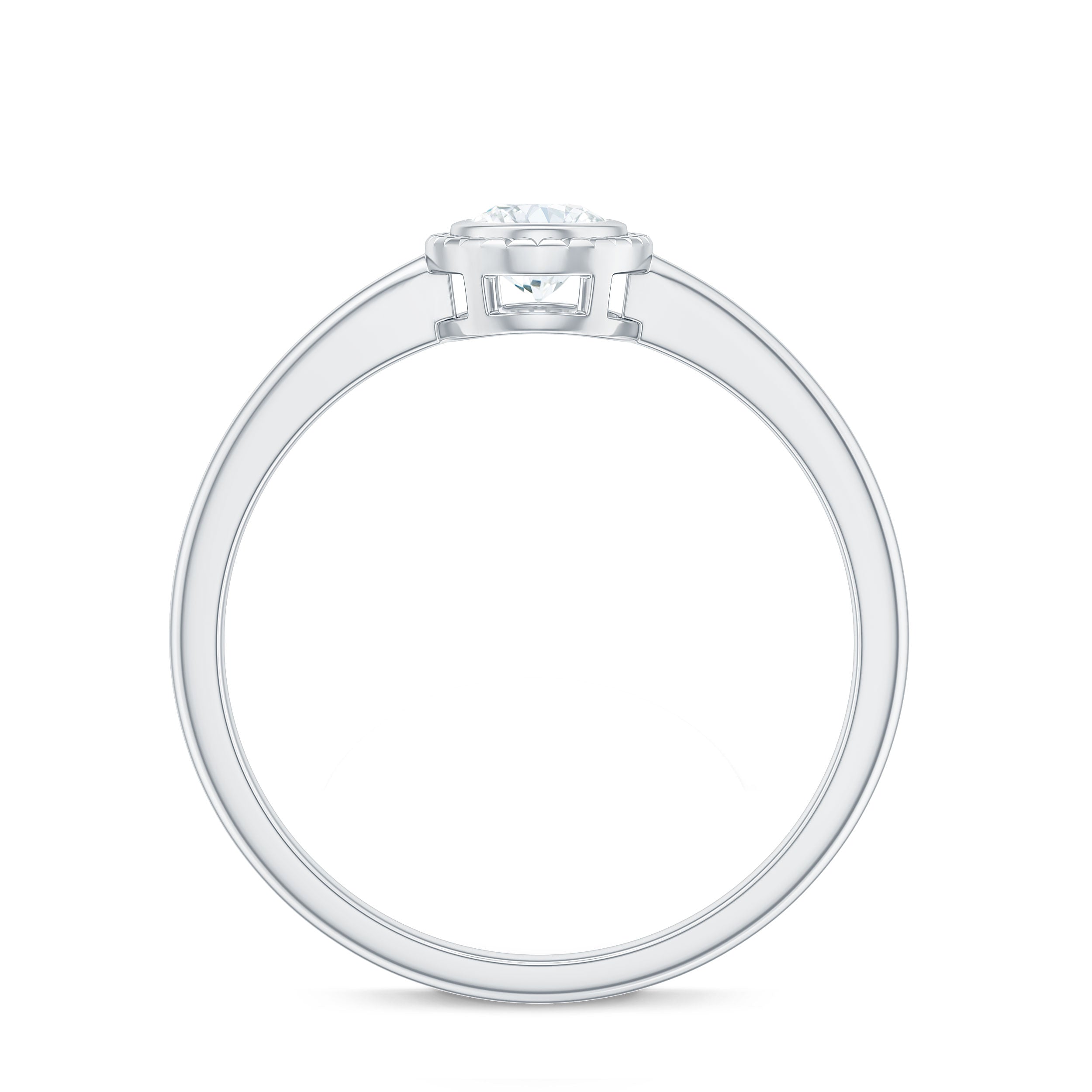 4X6mm Oval Cut Moissanite Solitaire Ring in Bezel Setting
