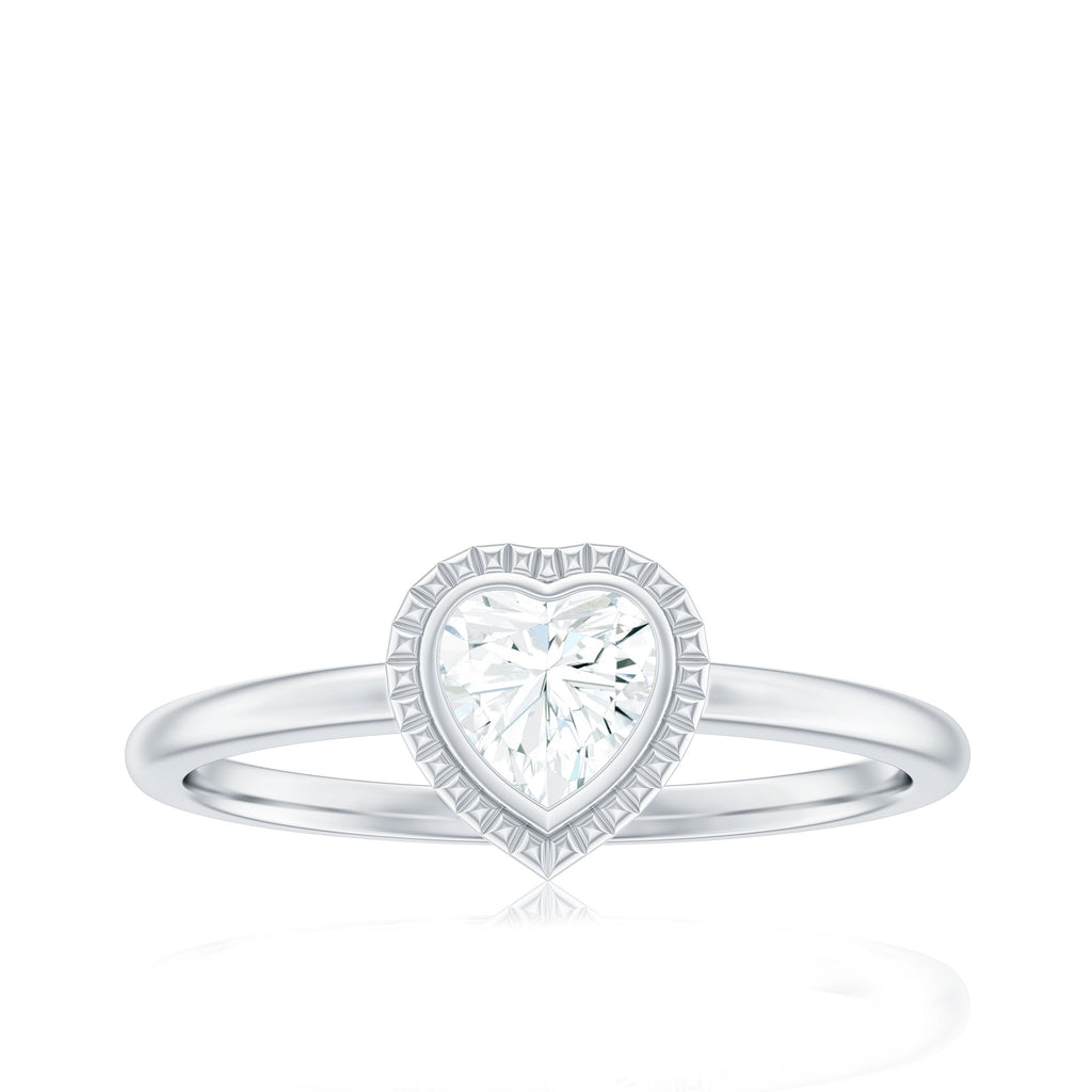 5mm Moissanite Heart Promise Ring in Bezel Setting