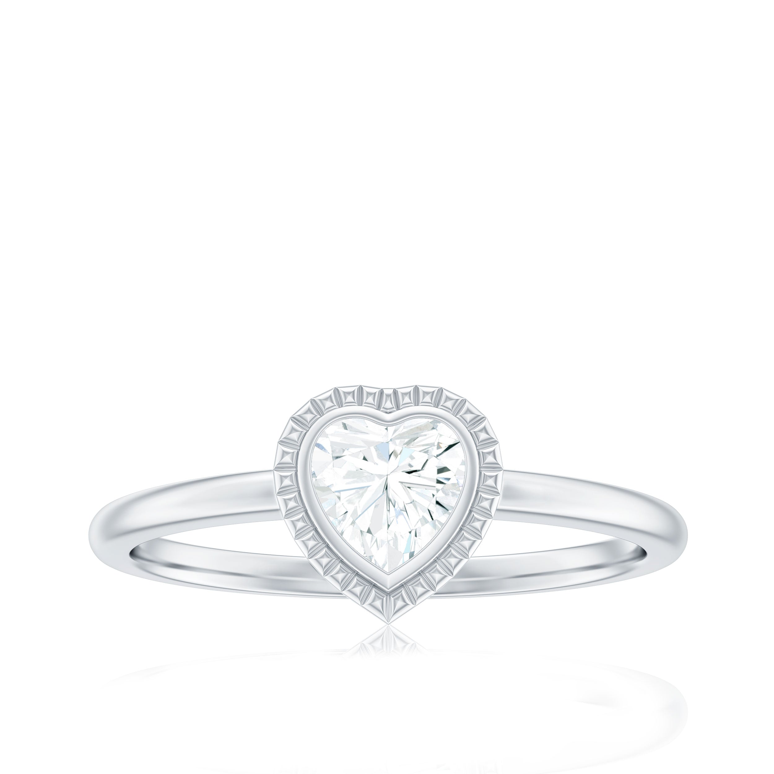 5mm Moissanite Heart Promise Ring in Bezel Setting