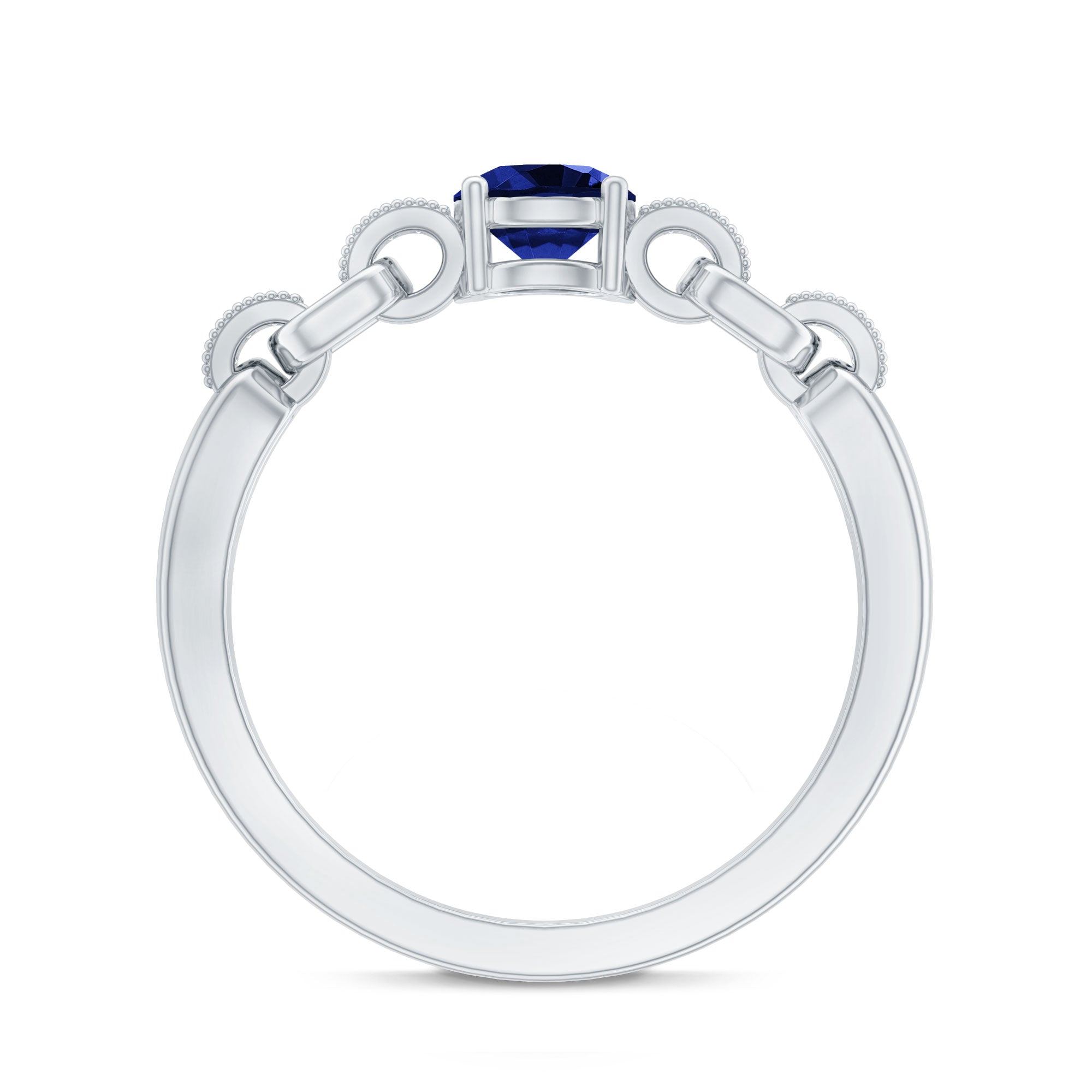 Certified 0.6 Carat Lab Grown Blue Sapphire Promise Ring with Diamond for Women