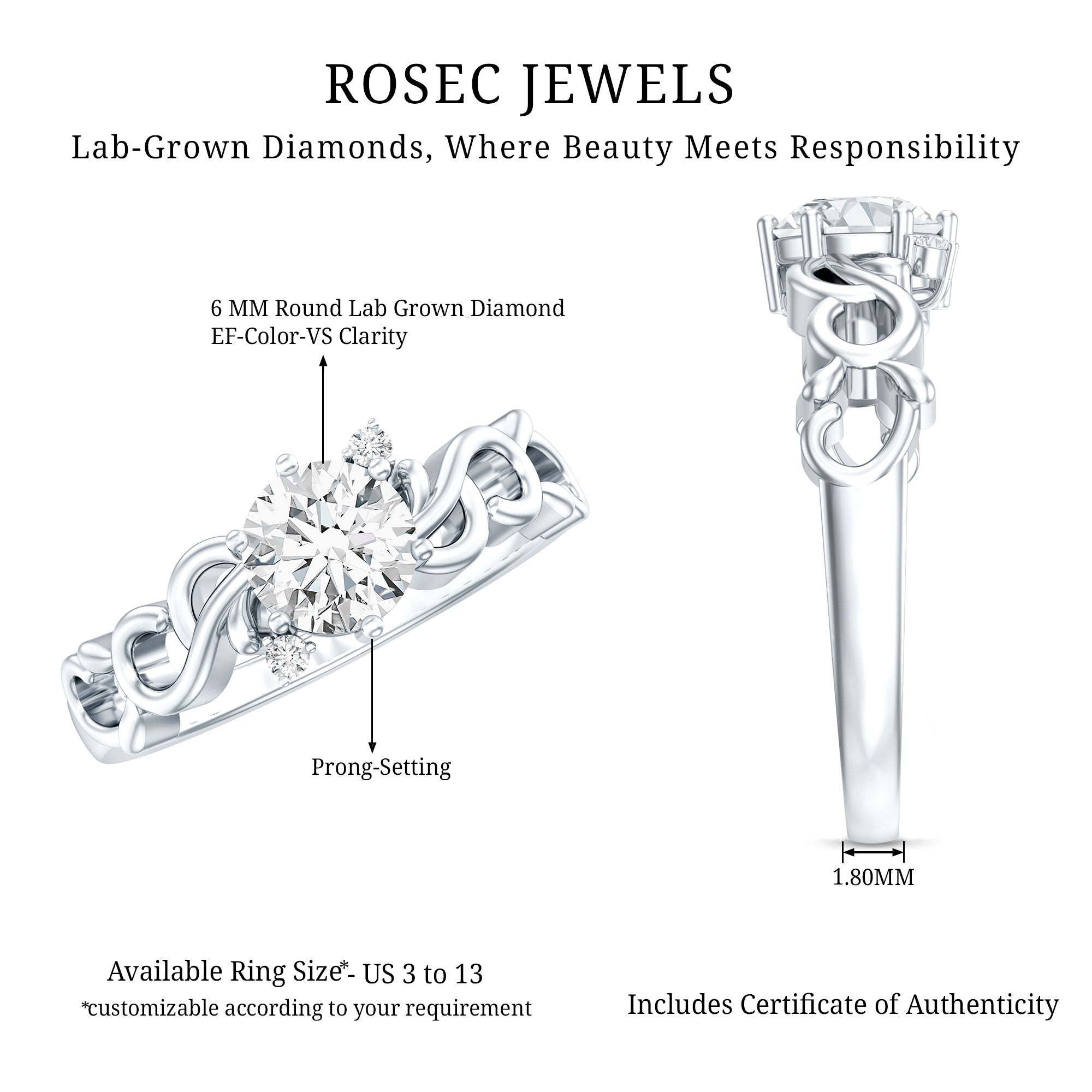 Lab Grown Diamond Art Deco Engagement Ring