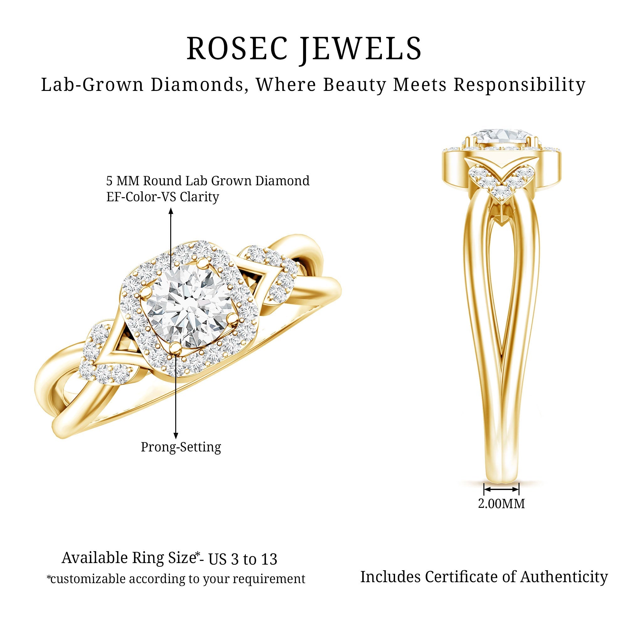 Lab Grown Diamond Halo Engagement Ring