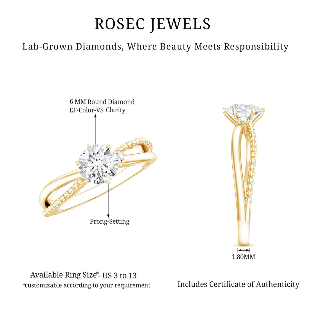 Lab Grown Diamond Solitaire Splt Shank Engagement Ring