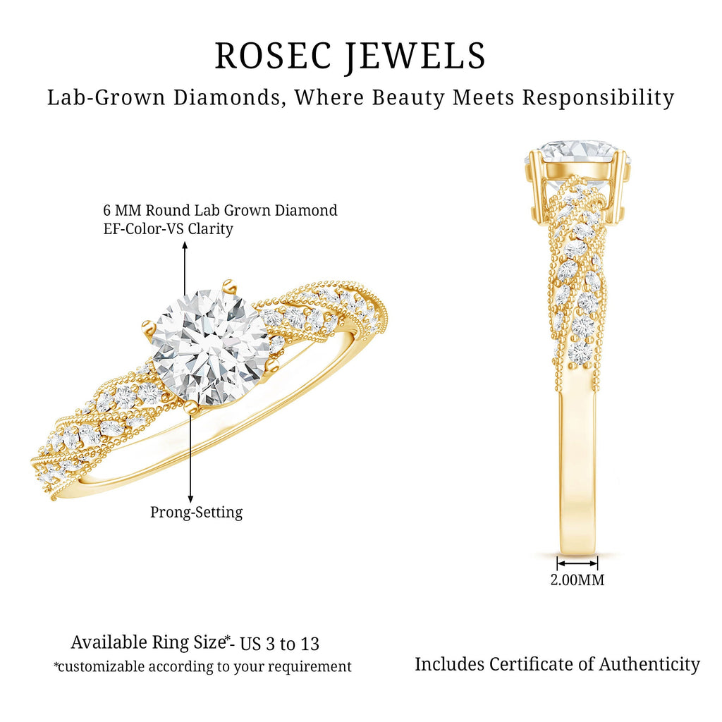 Round Shape Lab Grown Diamond Solitaire Engagement Ring