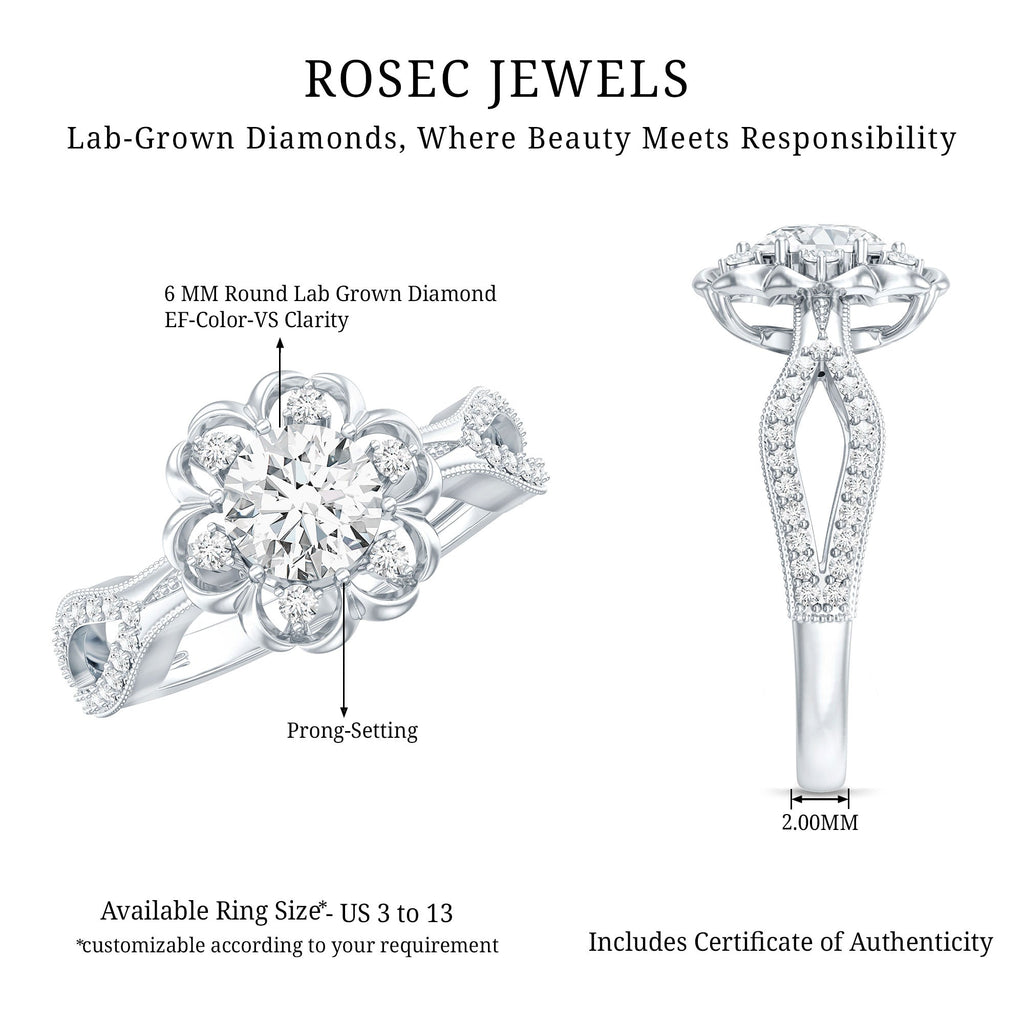 Nature Inspired Lab Grown Diamond Engagement Ring