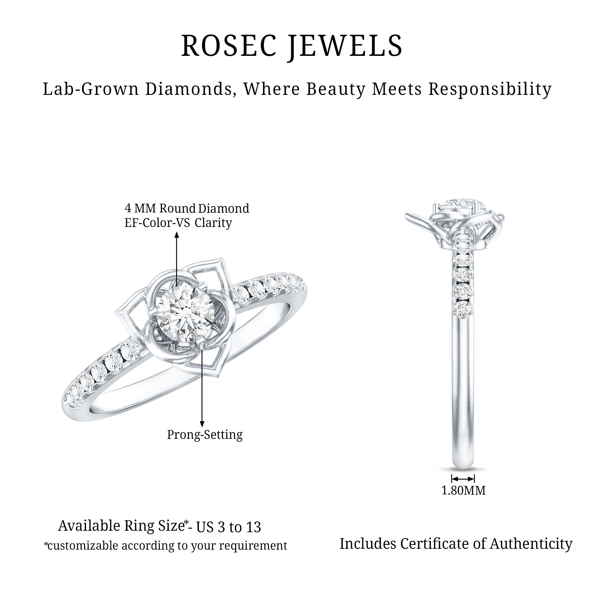 Certified Lab Grown Diamond Flower Promise Ring