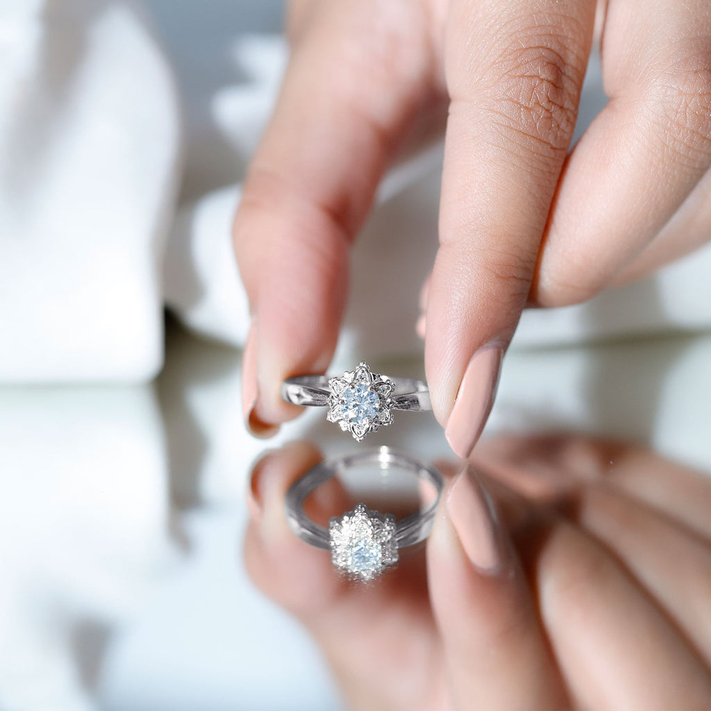 Certified Lab Grown Diamond Floral Engagement Ring for Women