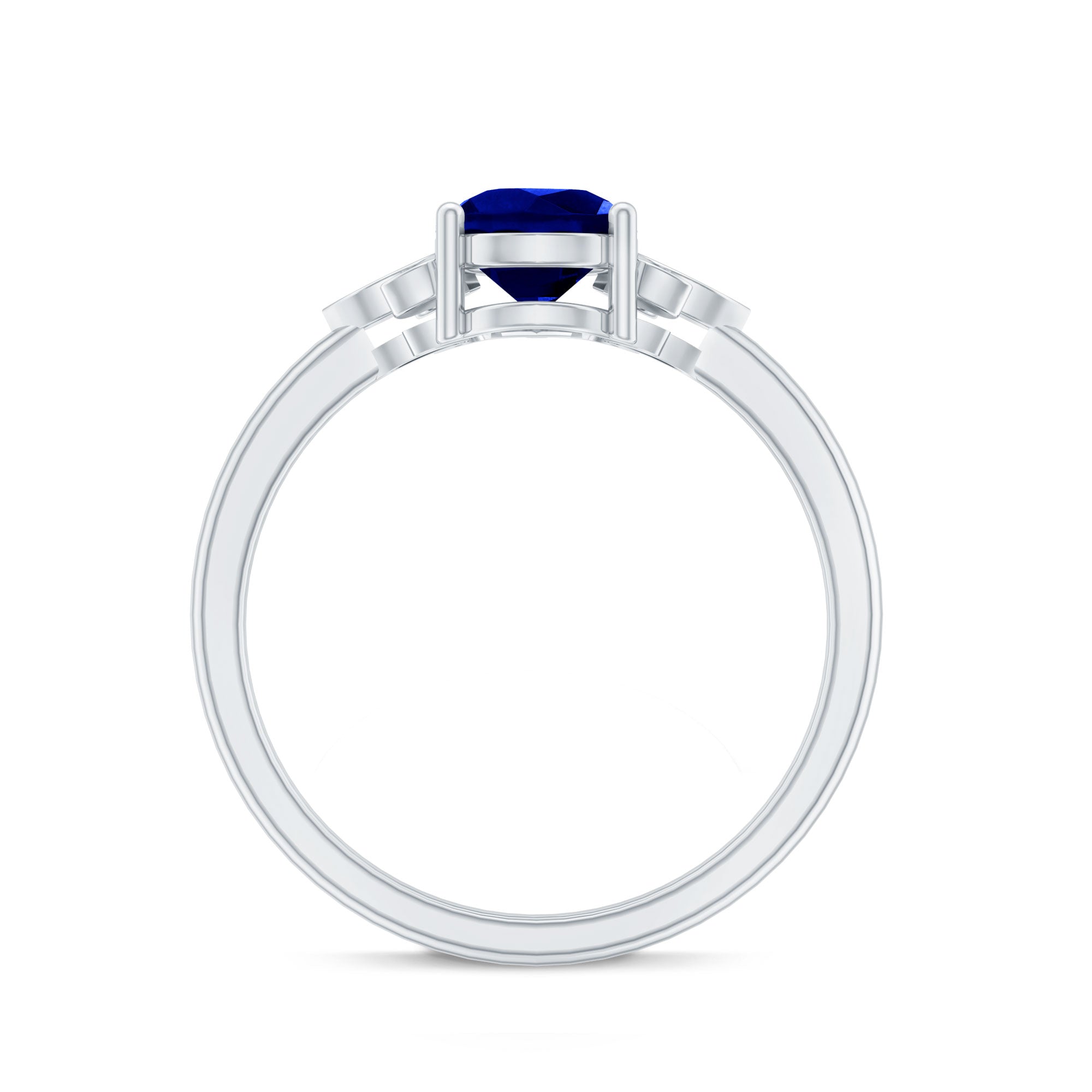 Certified Lab Grown Blue Sapphire Teardrop Engagement Ring with Diamonds