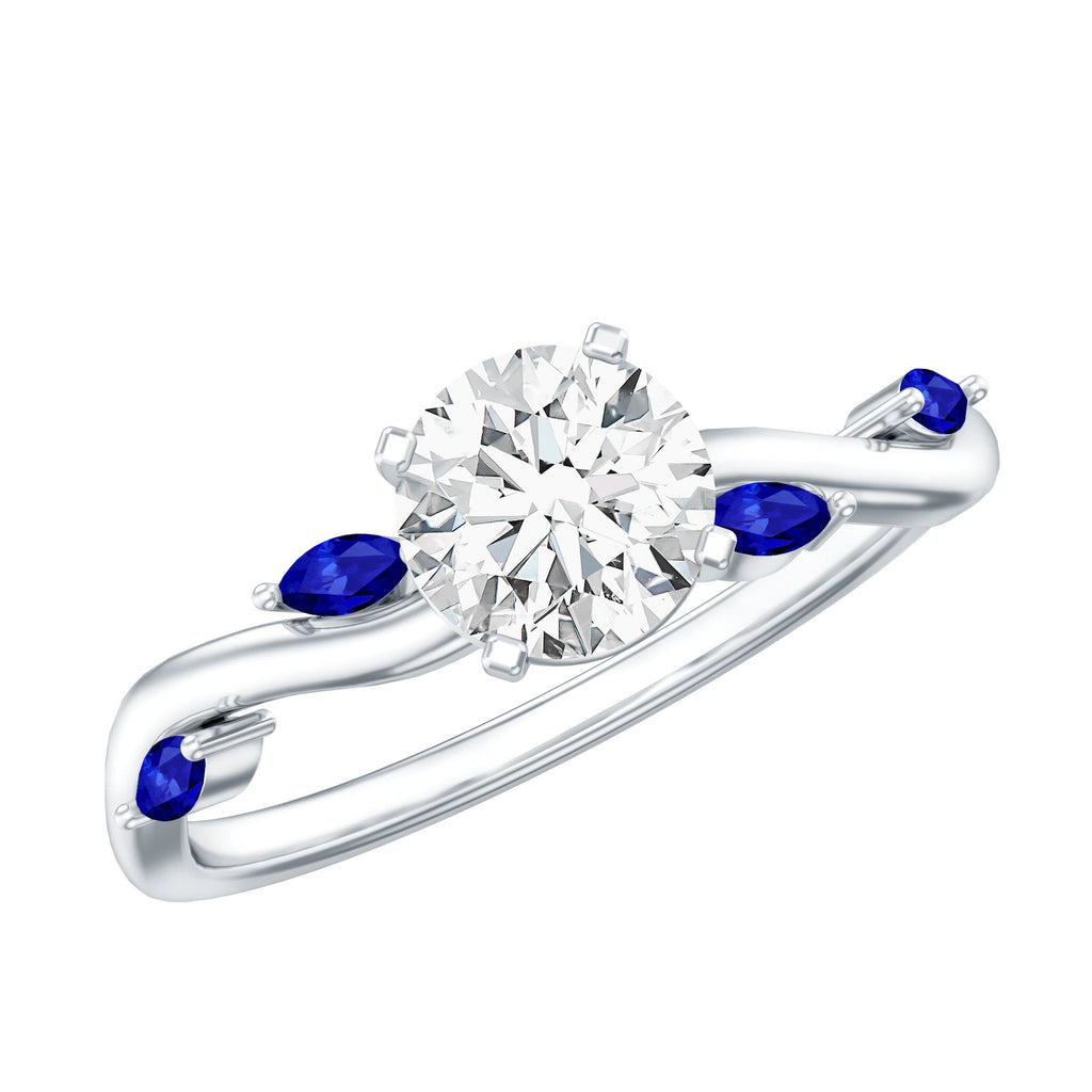 Certified Lab Grown Diamond Engagement Ring with Sapphire