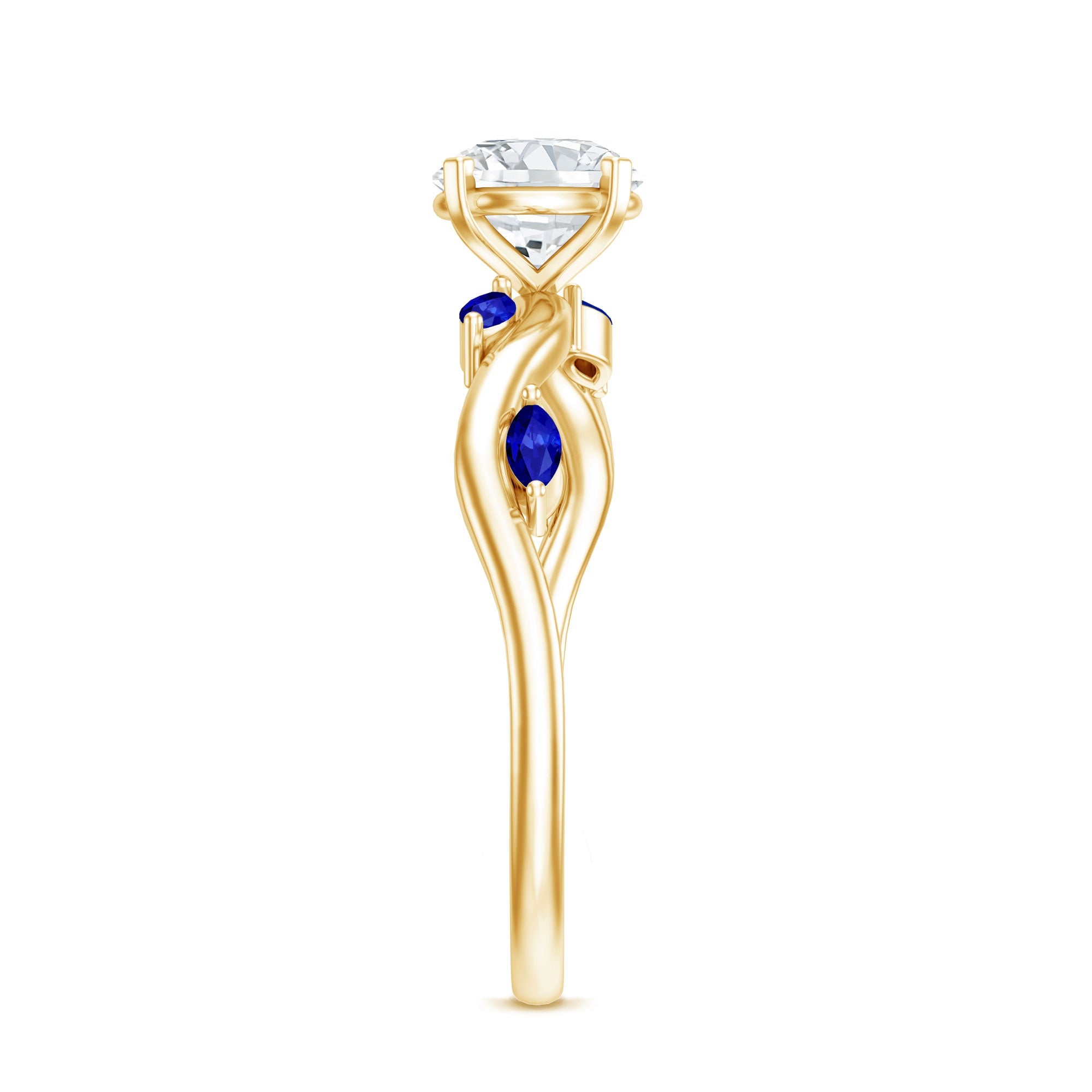 Certified Lab Grown Diamond Engagement Ring with Sapphire